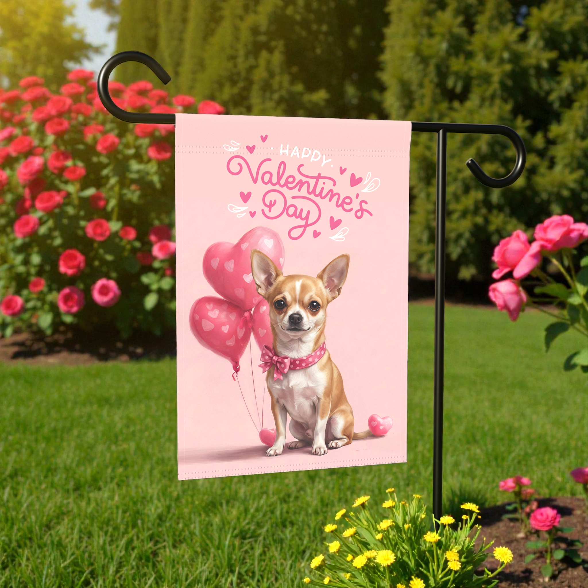Short Haired Chihuahua Valentine's Day Garden Flag