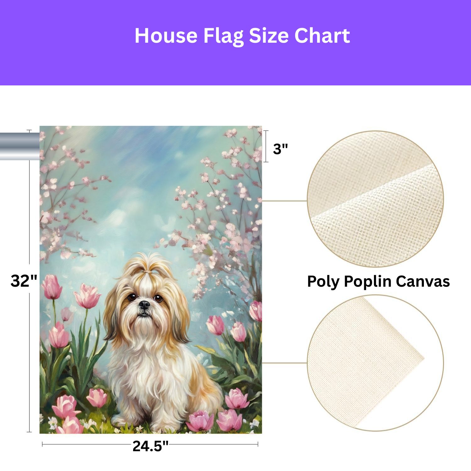 Shih Tzu in the Tulips Spring Garden Flags - yard display - Dragonfire Gardens