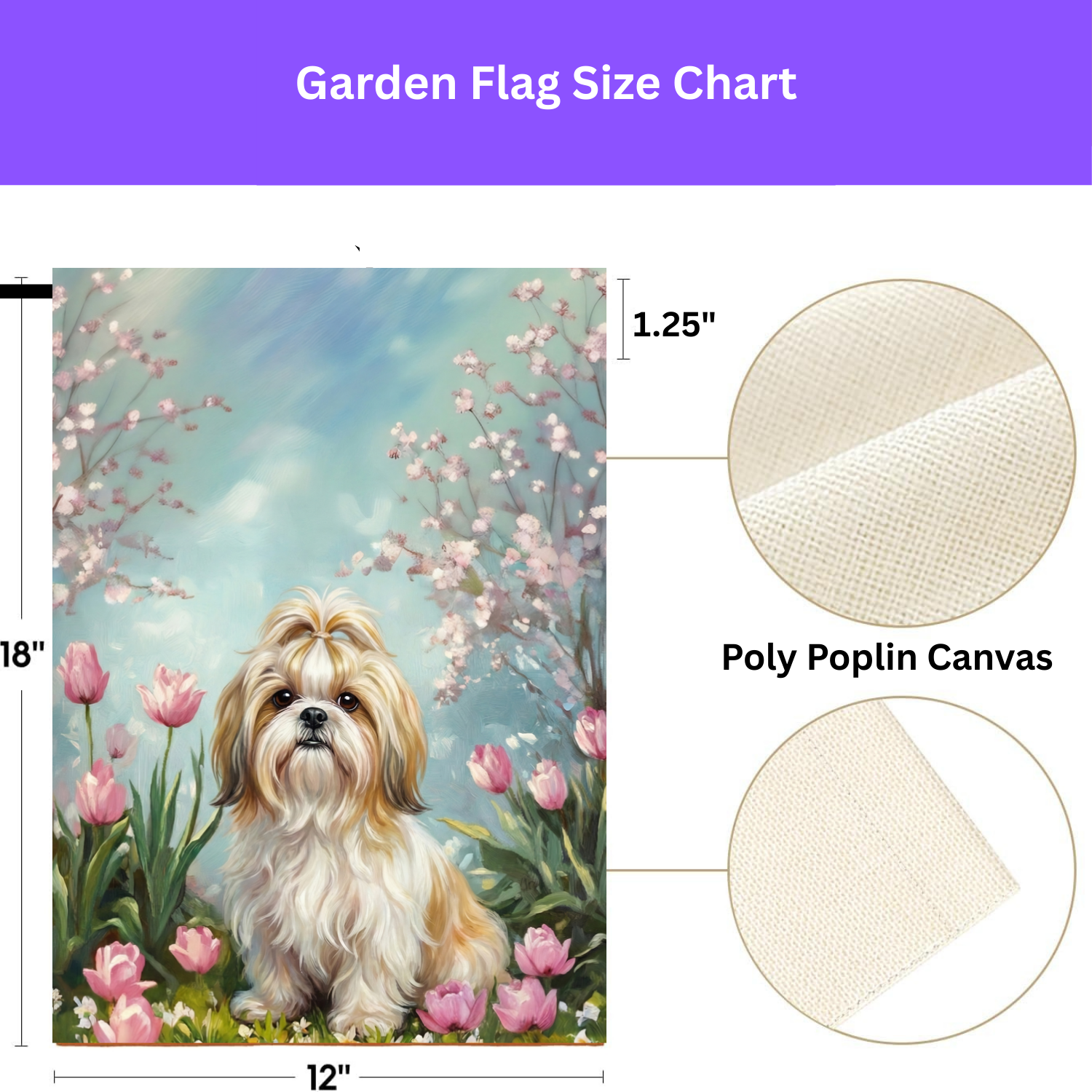Shih Tzu in the Tulips Spring Garden Flags - porch decor - Dragonfire Gardens
