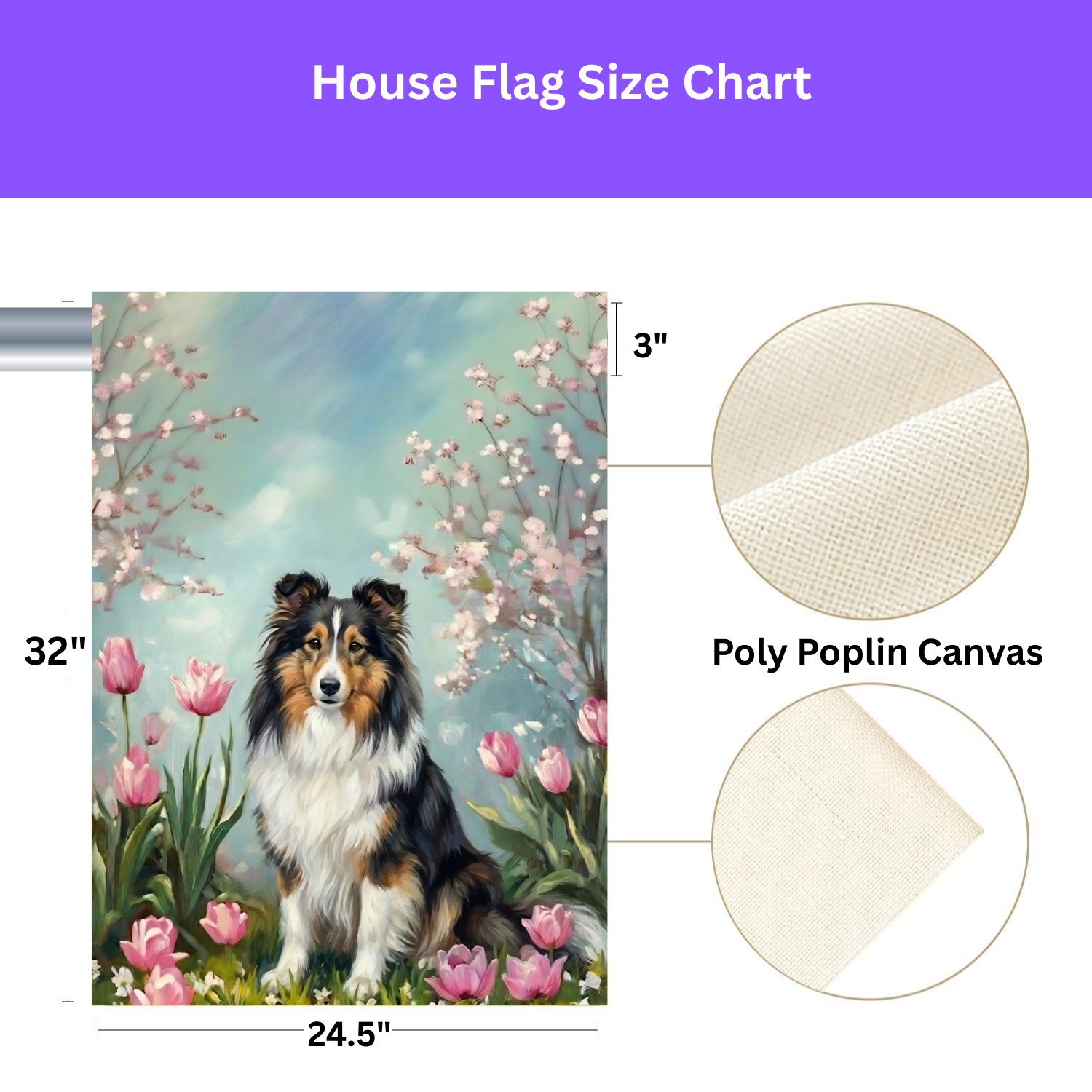 Sheltie in the Tulips Spring Garden Flag - yard display - Dragonfire Gardens