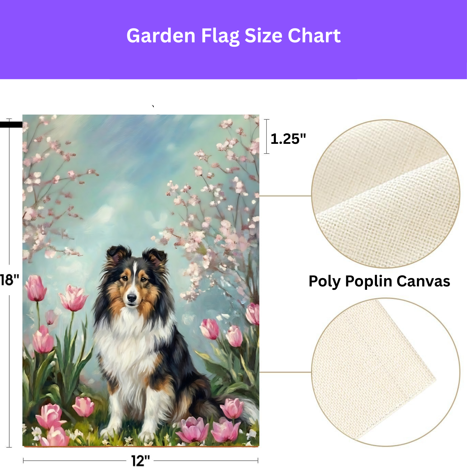 Sheltie in the Tulips Spring Garden Flag - porch decor - Dragonfire Gardens