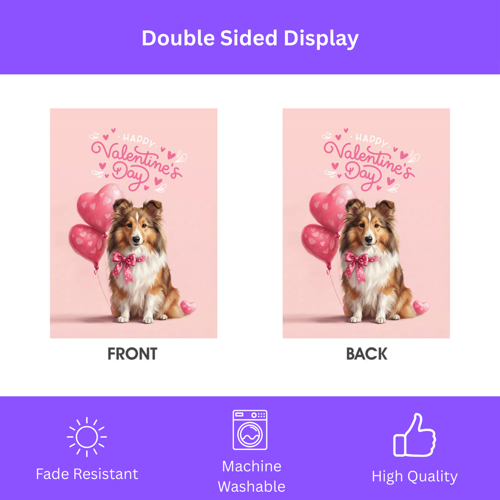 Sheltie Happy Valentine's Day  Garden Flag