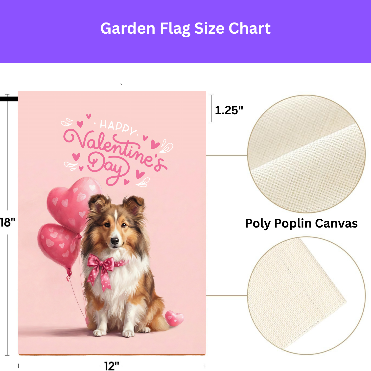 Sheltie Happy Valentine's Day  Garden Flag