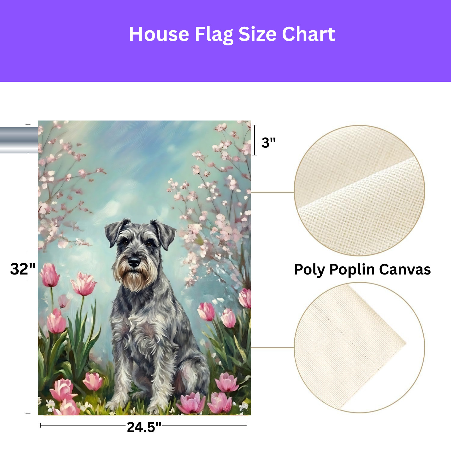 Schnauzer in the Tulips Spring Garden Flag - yard display - Dragonfire Gardens