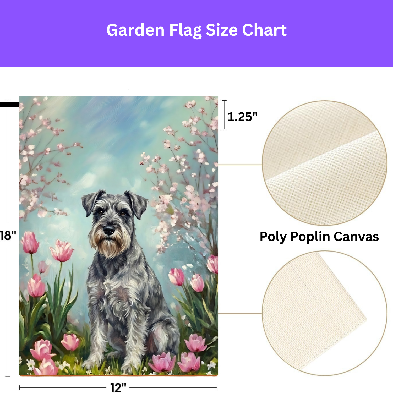 Schnauzer in the Tulips Spring Garden Flag - porch decor - Dragonfire Gardens