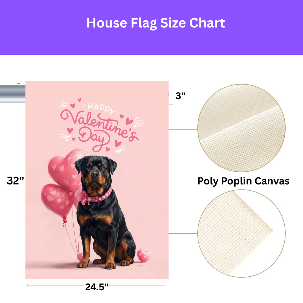 Rottweiler Happy Valentine's Day Garden Flag