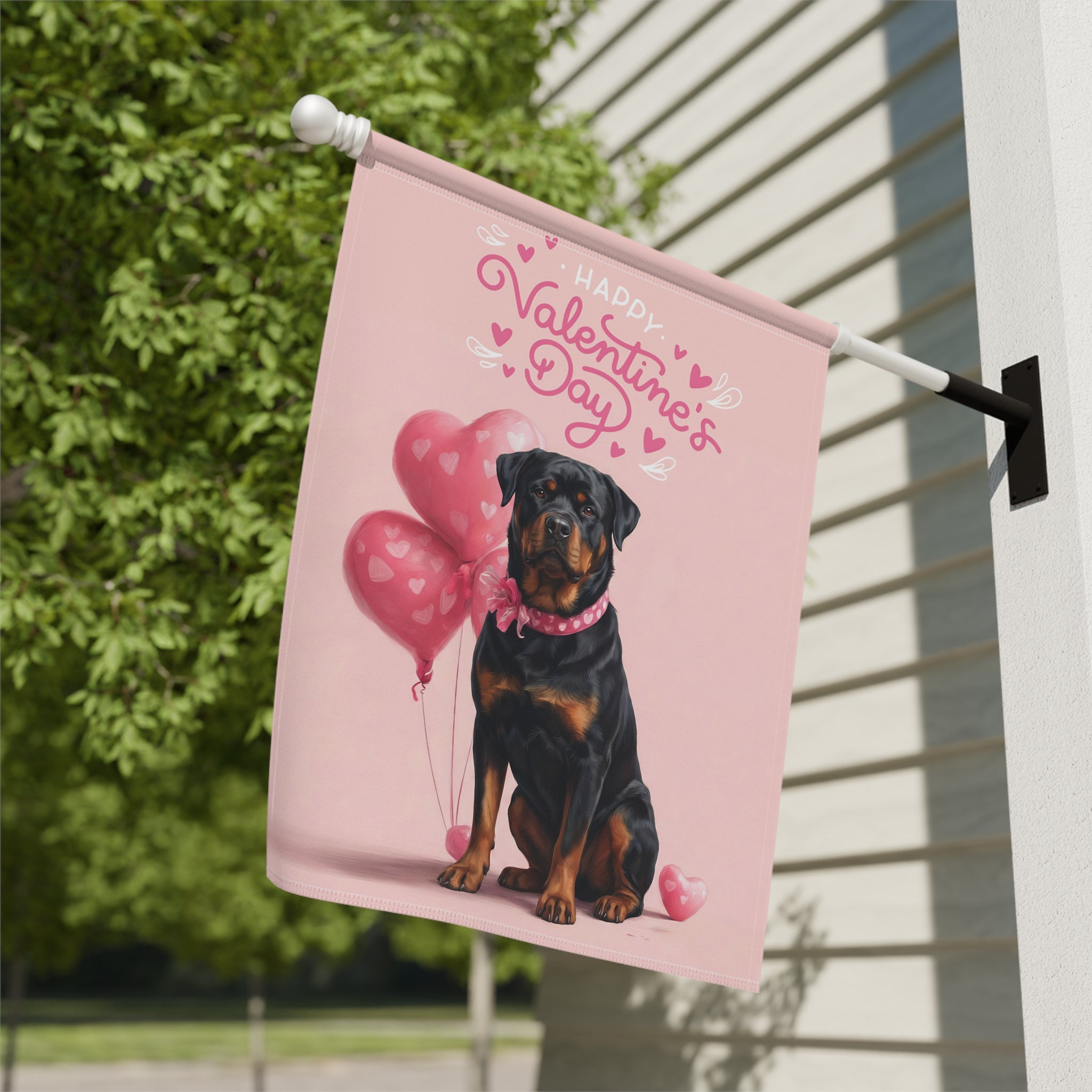 Rottweiler Happy Valentine's Day Garden Flag