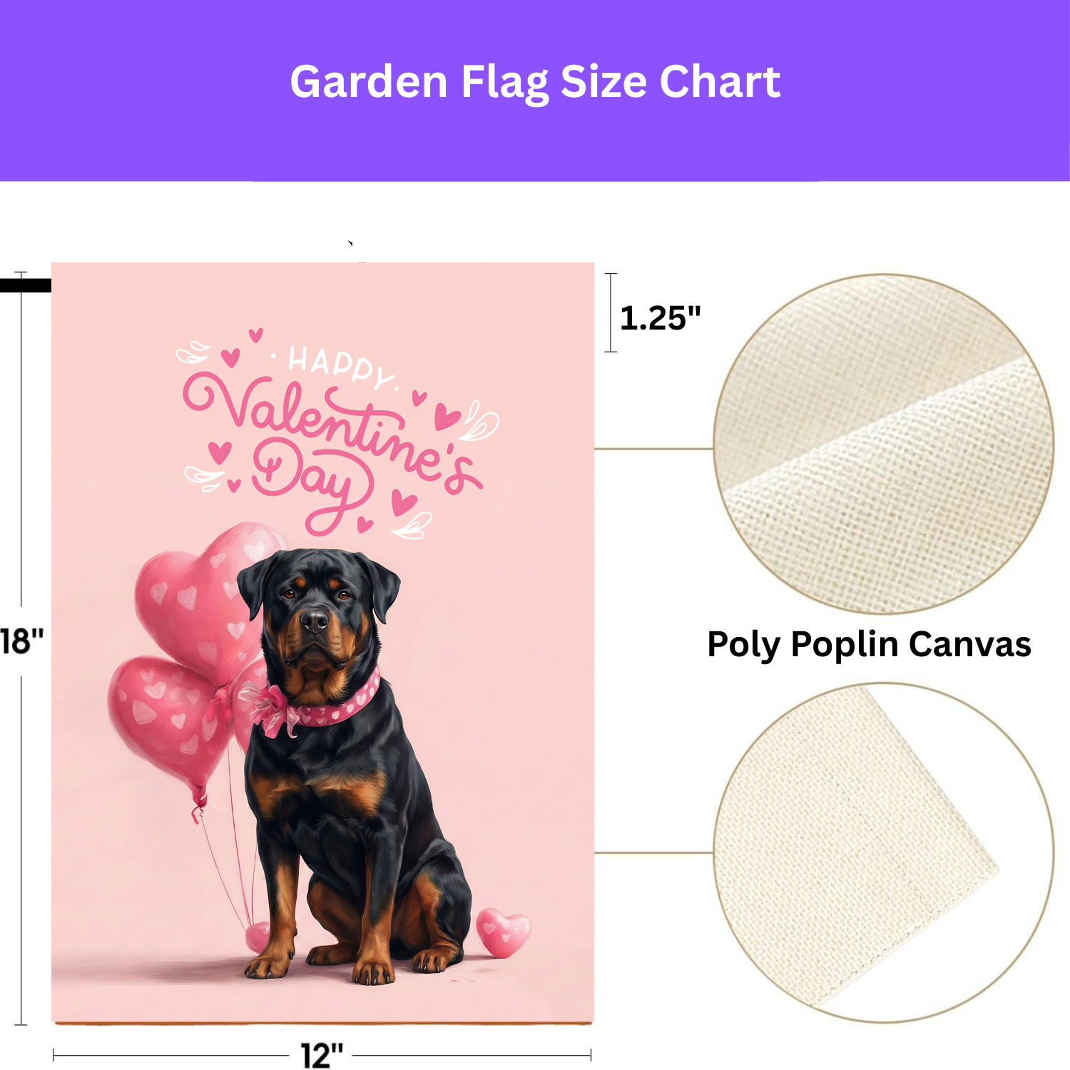 Rottweiler Happy Valentine's Day Garden Flag