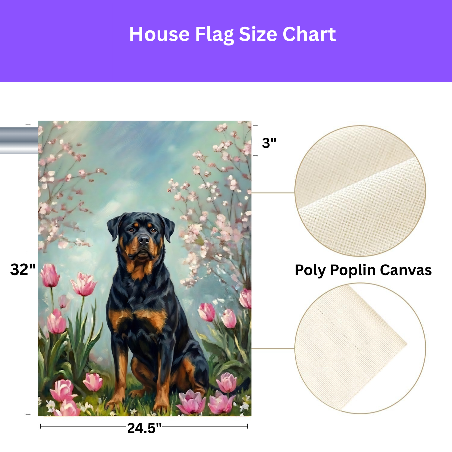 Rottweiler in the Tulips Spring Garden Flag - yard display - Dragonfire Gardens