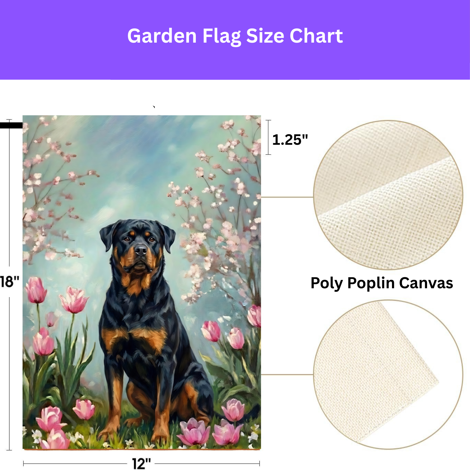 Rottweiler in the Tulips Spring Garden Flag - porch decor - Dragonfire Gardens