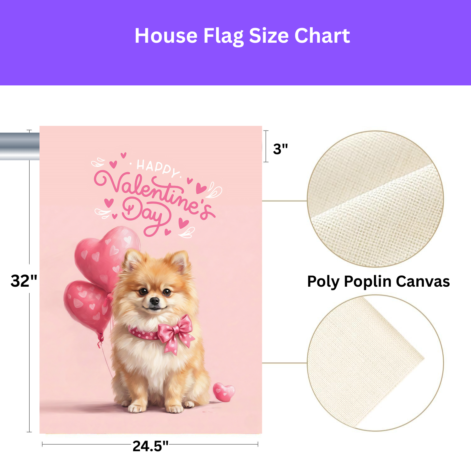 Pomeranian Happy Valentine's Day Garden Flag