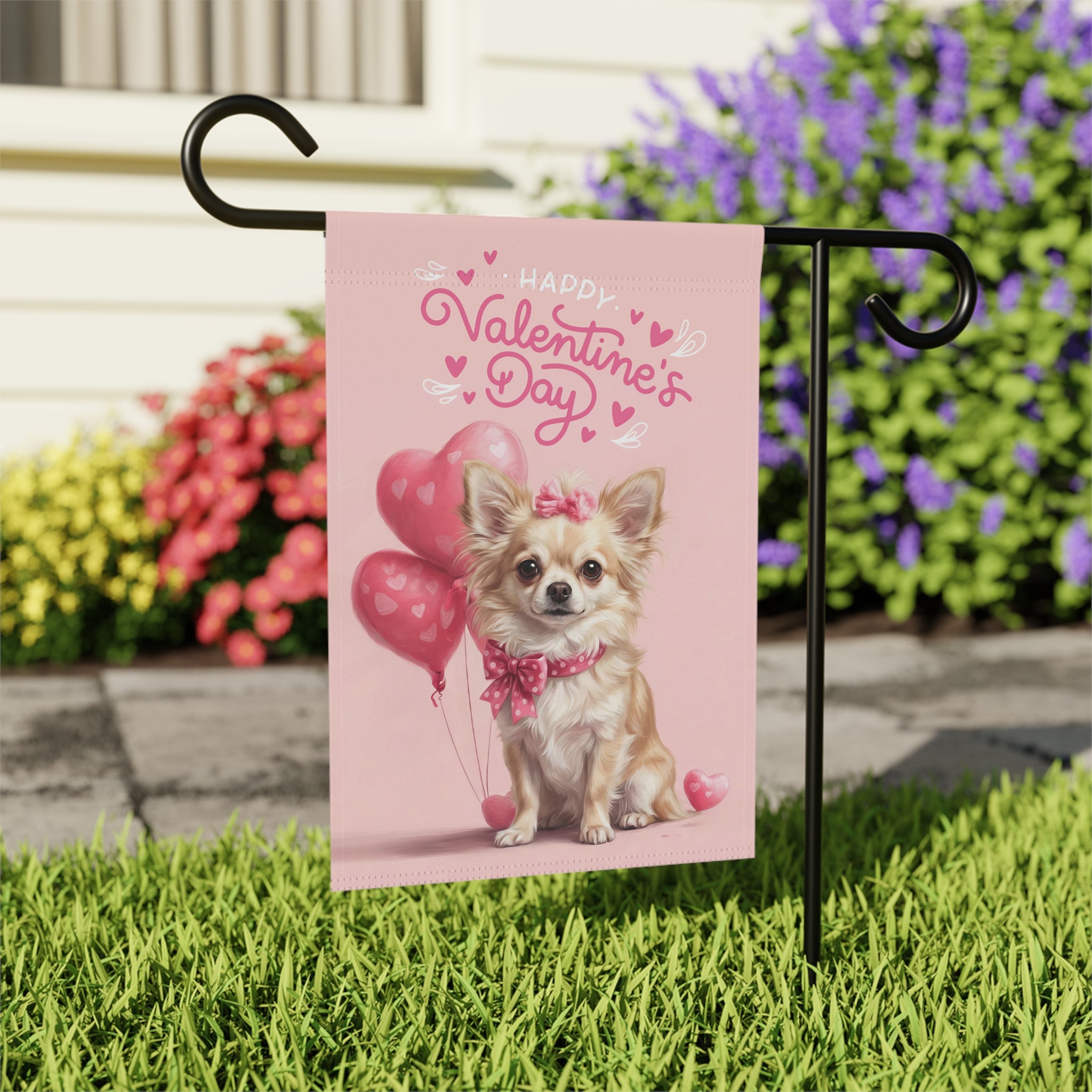 Chihuahua Happy Valentine's Day Garden Flag