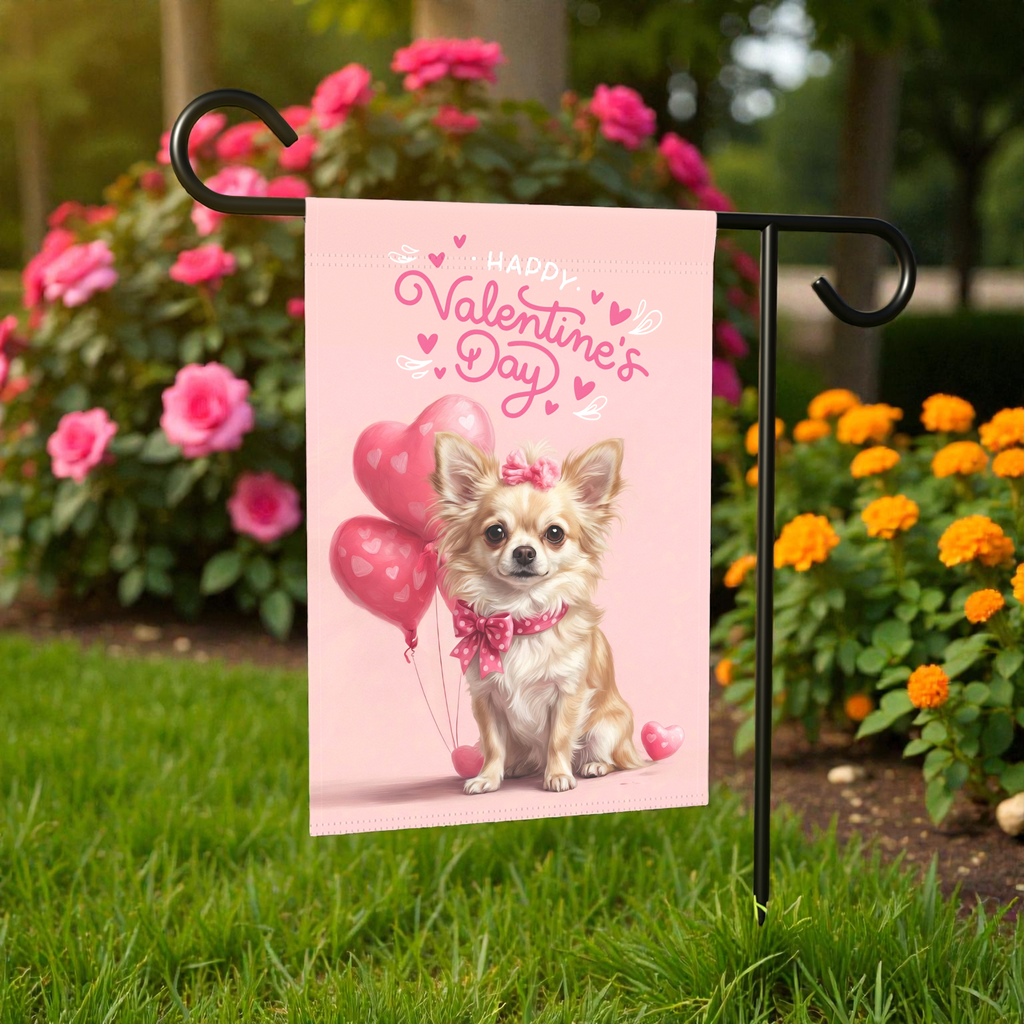 Chihuahua Happy Valentine's Day Garden Flag