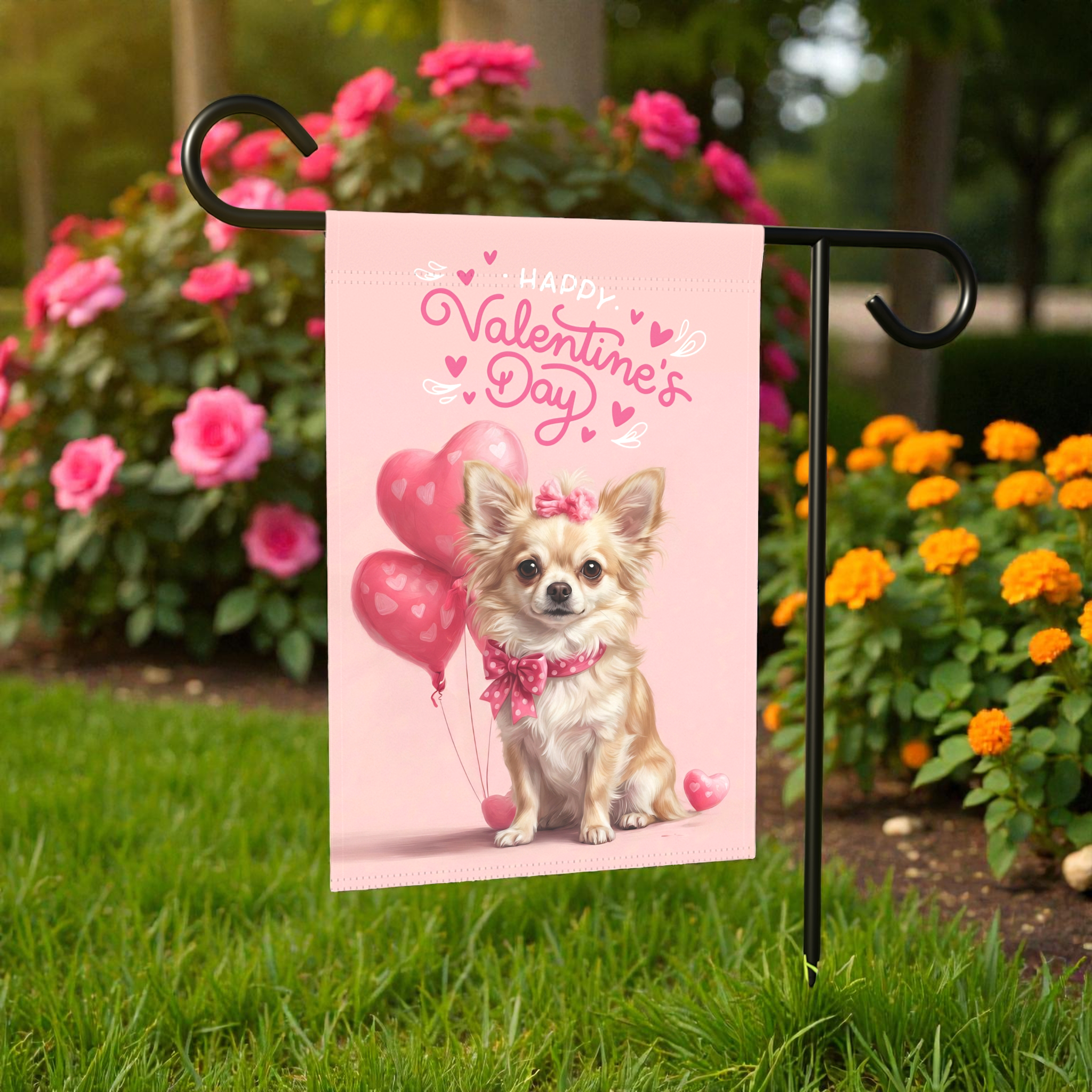 Chihuahua Happy Valentine's Day Garden Flag