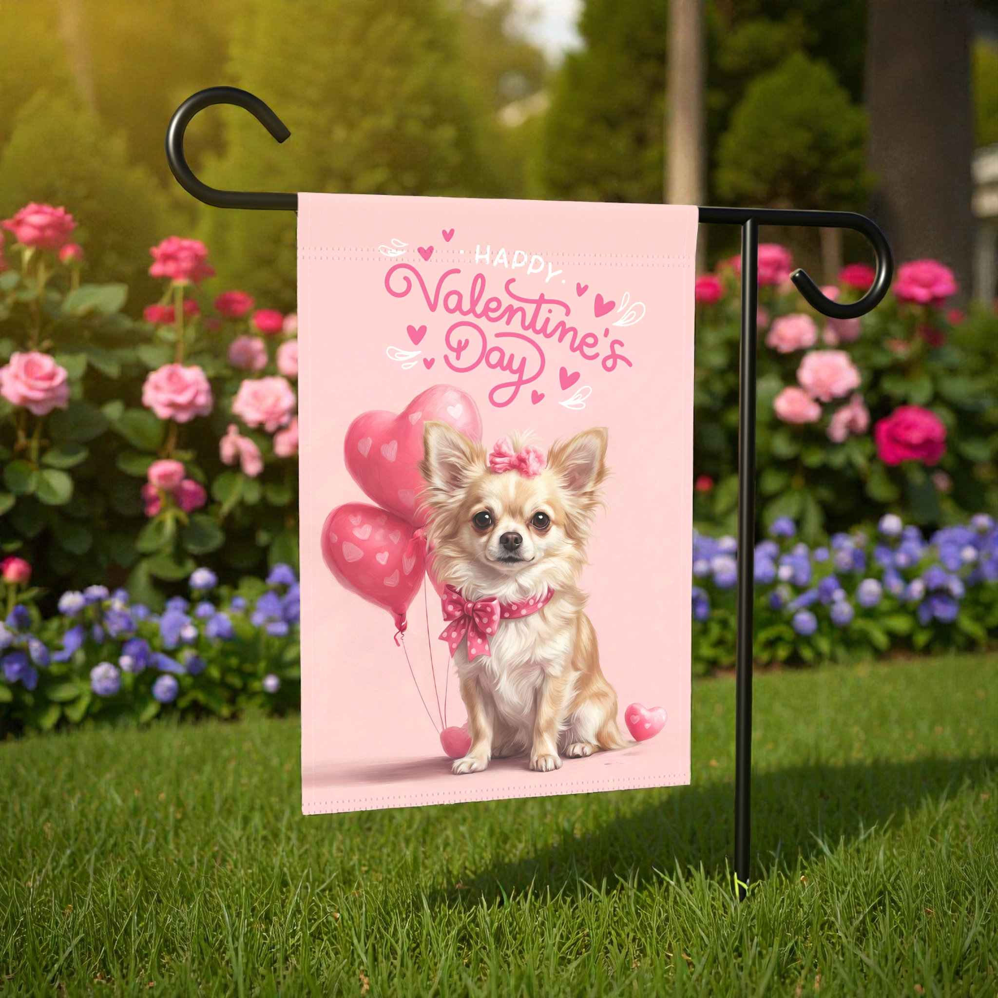 Chihuahua Happy Valentine's Day Garden Flag