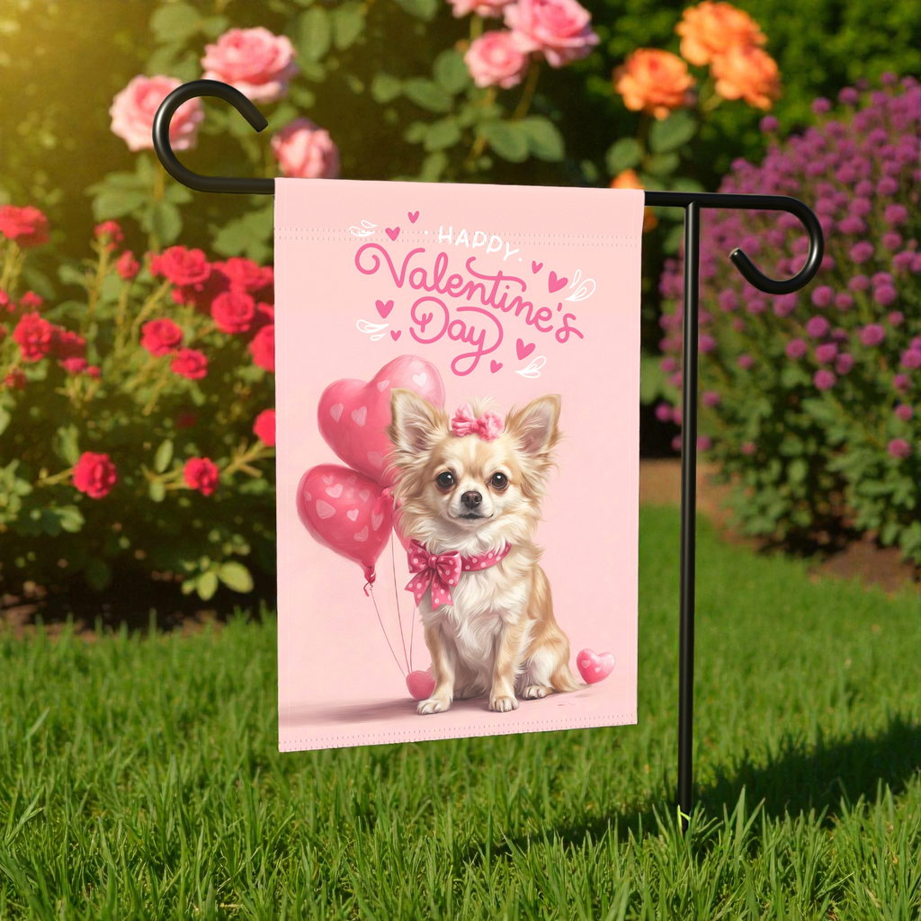 Chihuahua Happy Valentine's Day Garden Flag