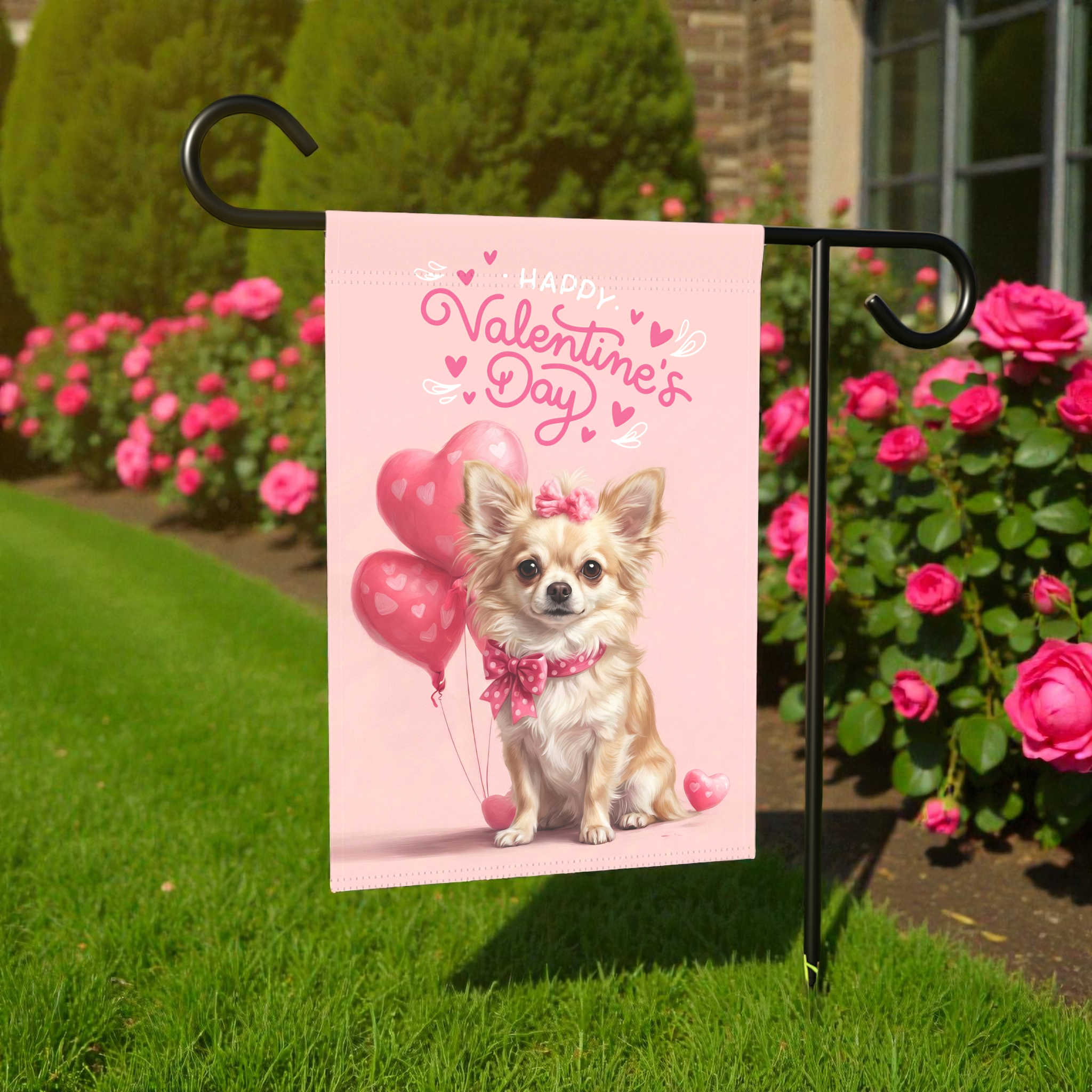 Chihuahua Happy Valentine's Day Garden Flag