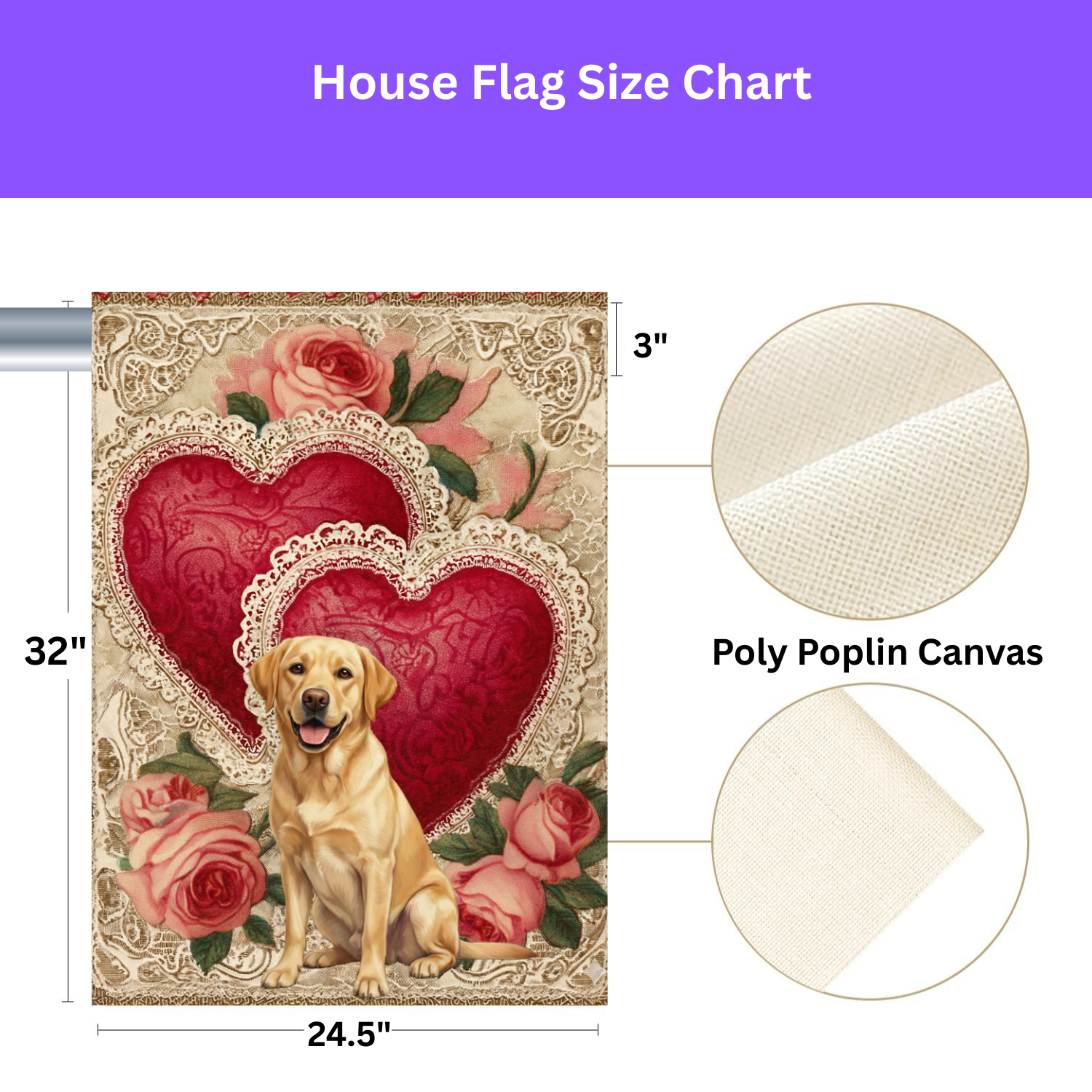Two Heart Yellow Labrador Retriever Valentine Garden Flag