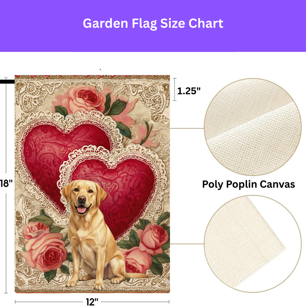 Two Heart Yellow Labrador Retriever Valentine Garden Flag