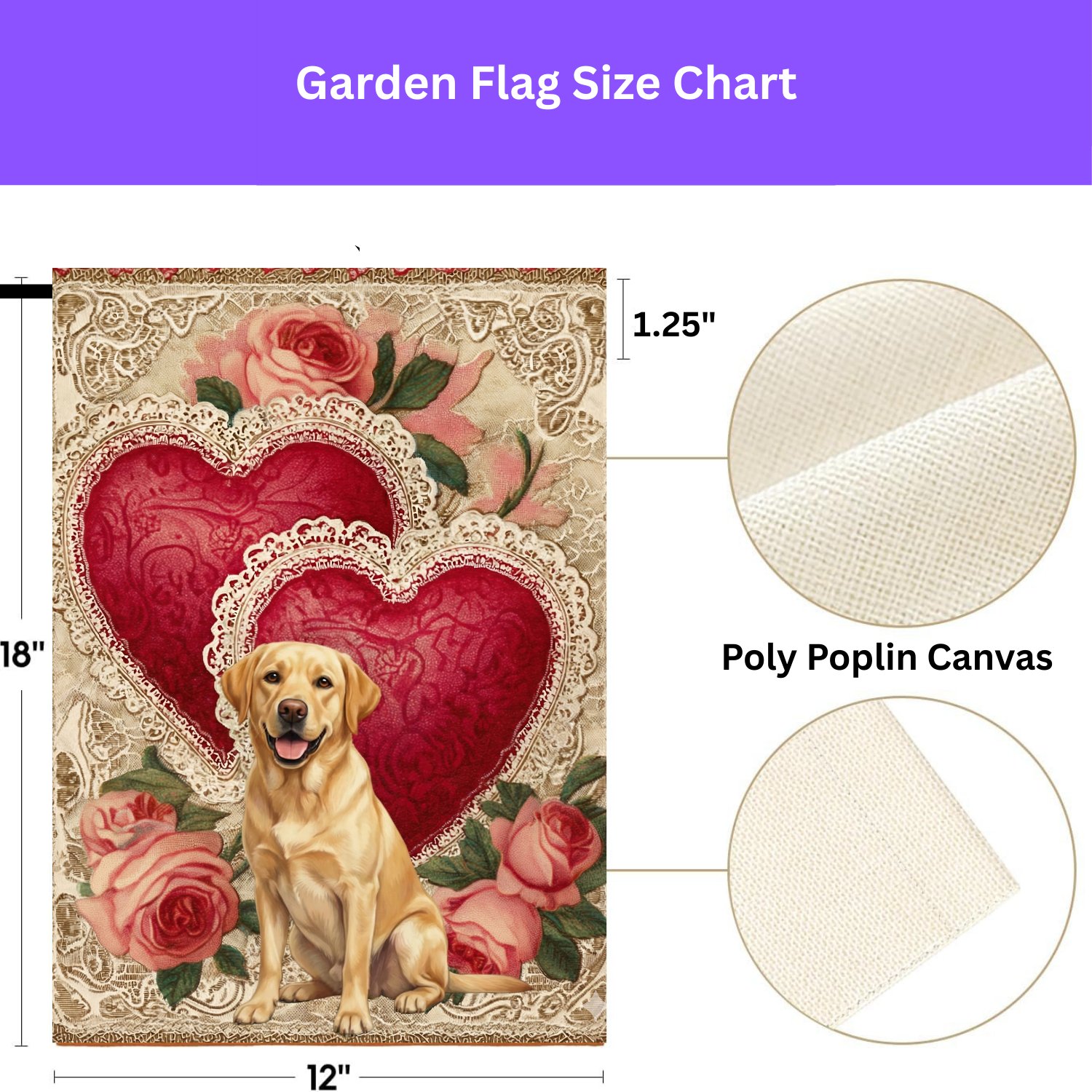 Two Heart Yellow Labrador Retriever Valentine Garden Flag