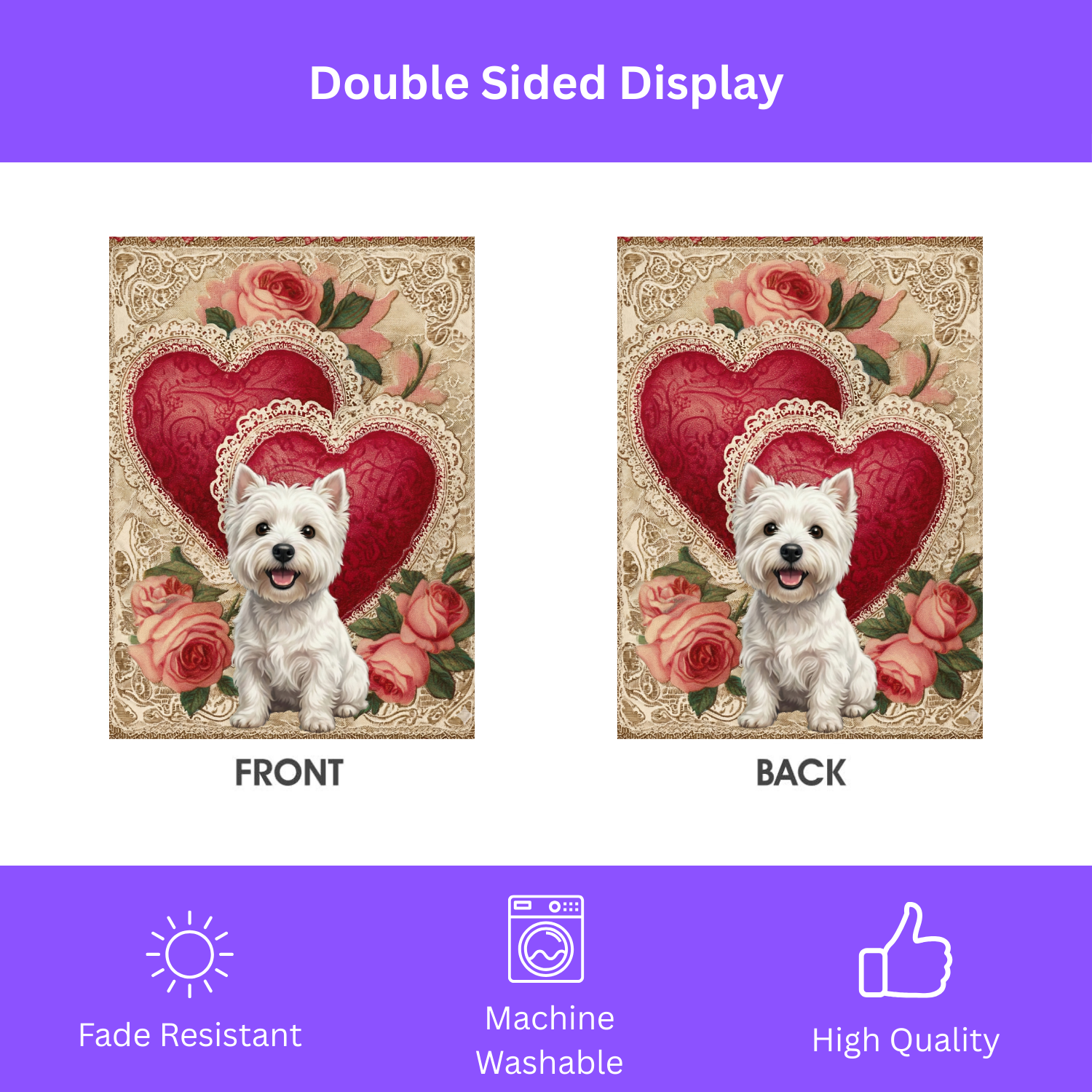 Two Heart Westie Valentine Garden Flag