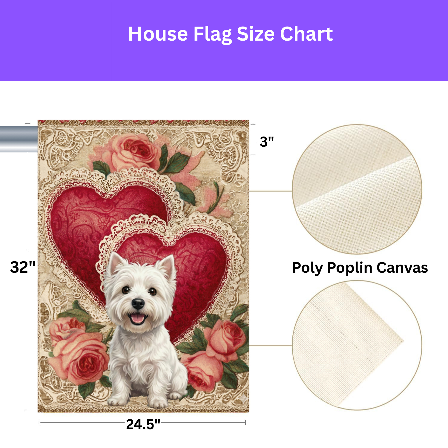 Two Heart Westie Valentine Garden Flag
