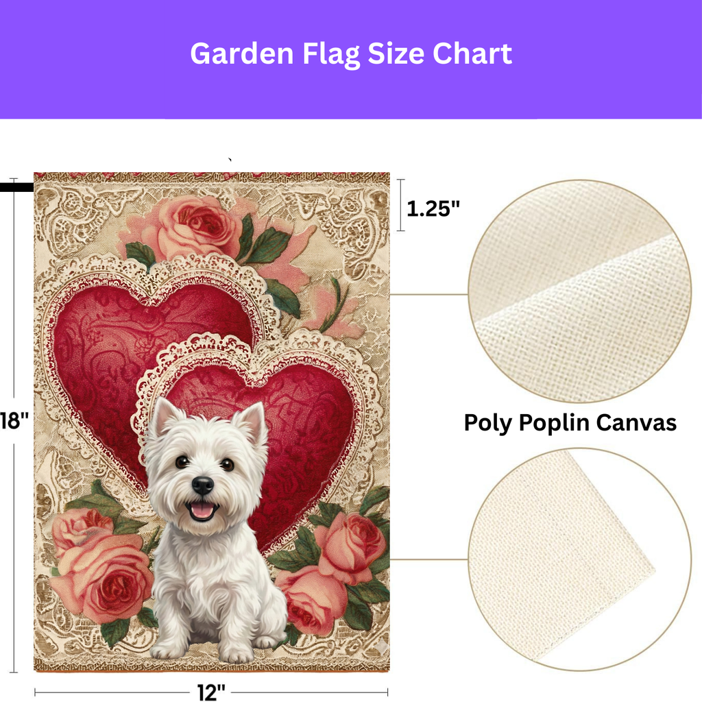 Two Heart Westie Valentine Garden Flag