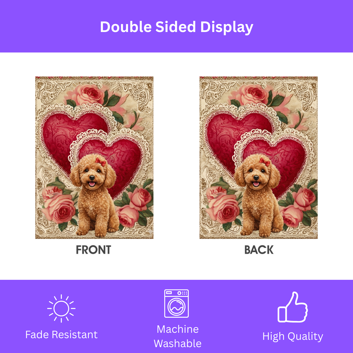 Two Heart Toy Poodle Valentine Garden Flag