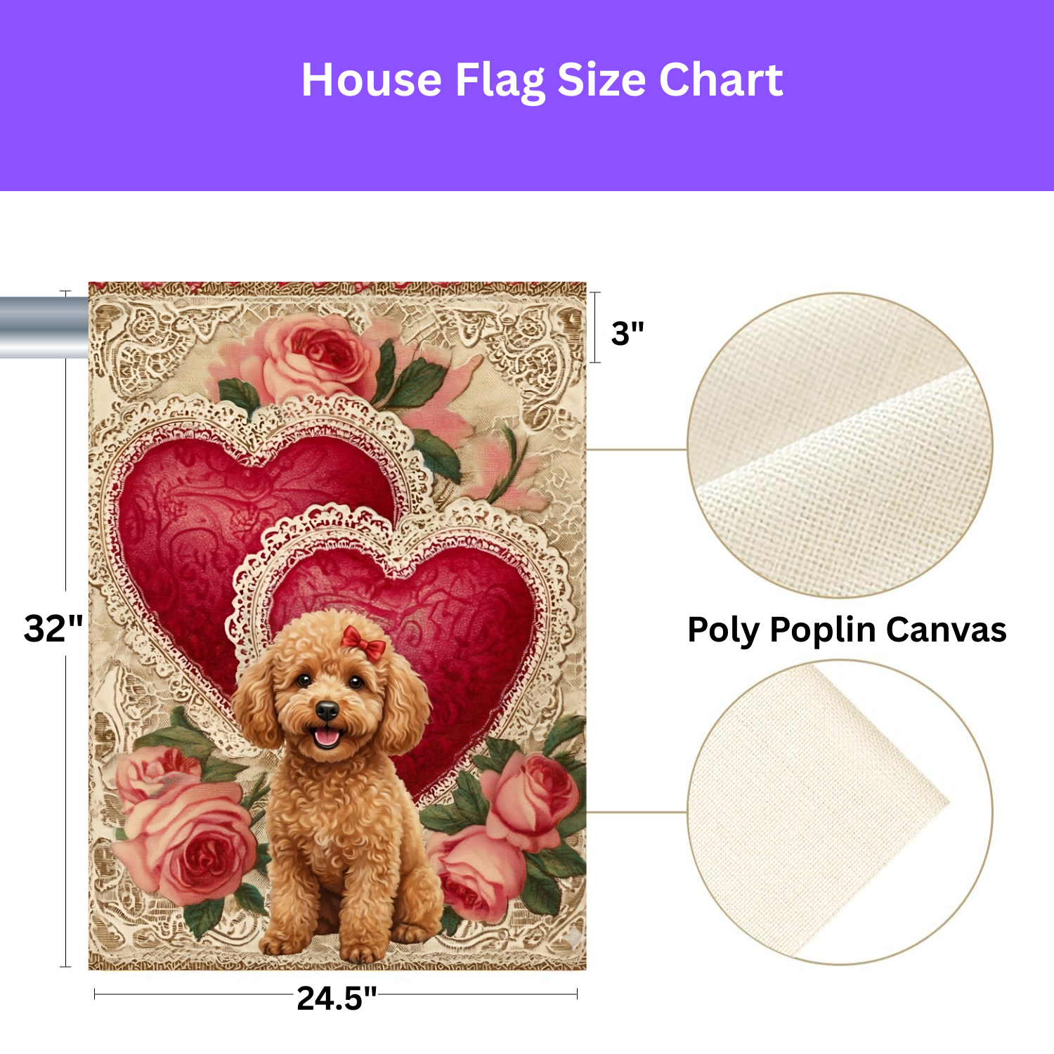 Two Heart Toy Poodle Valentine Garden Flag