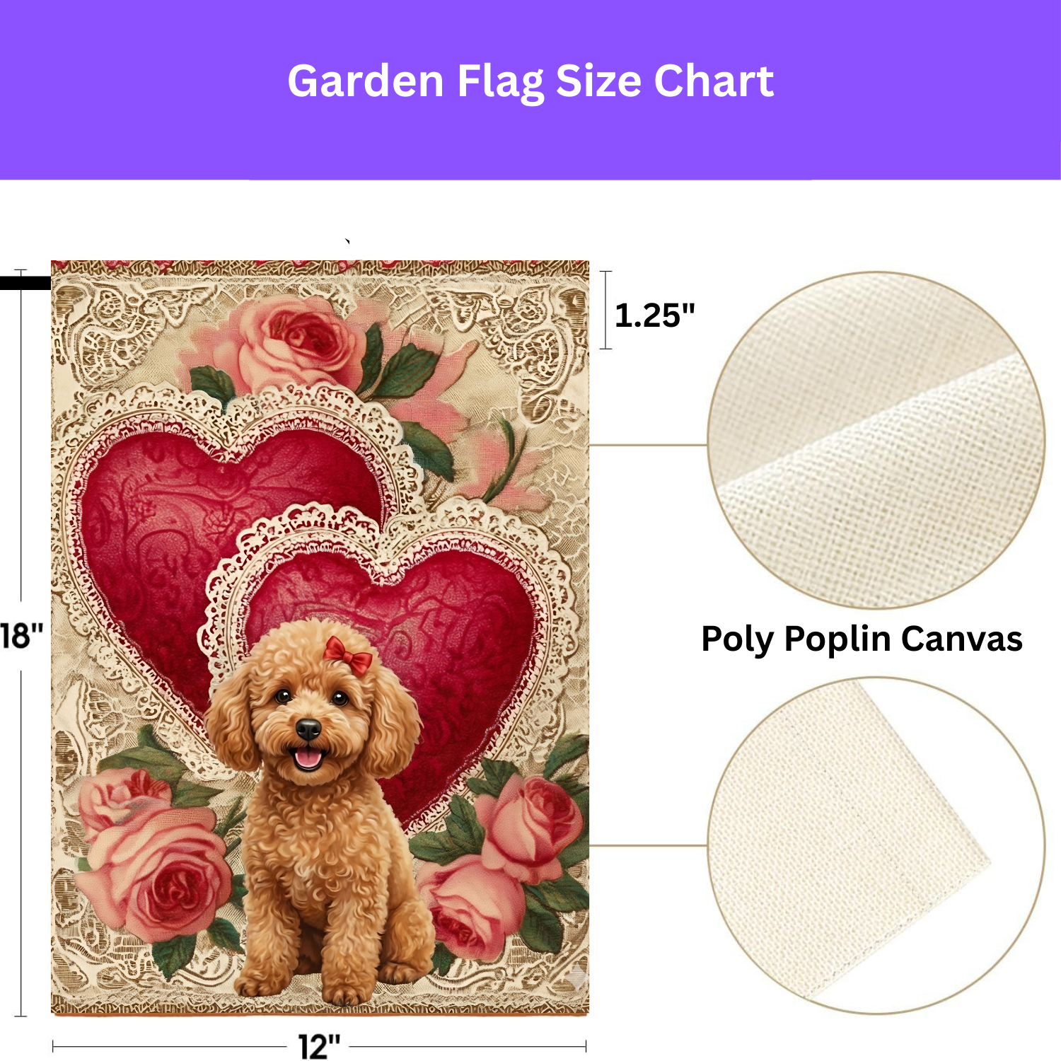 Two Heart Toy Poodle Valentine Garden Flag