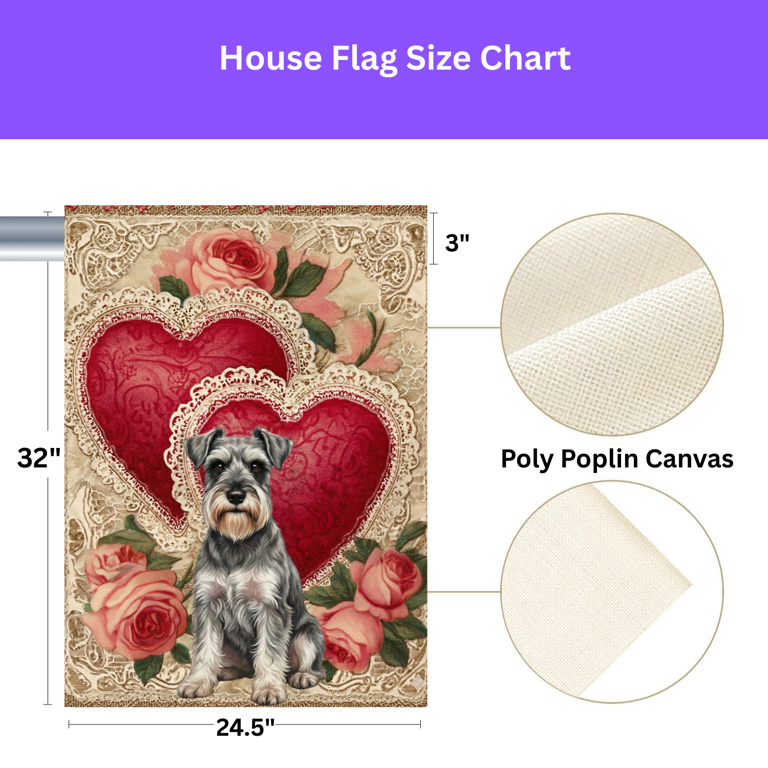Two Heart Schnauzer Valentine Garden Flag