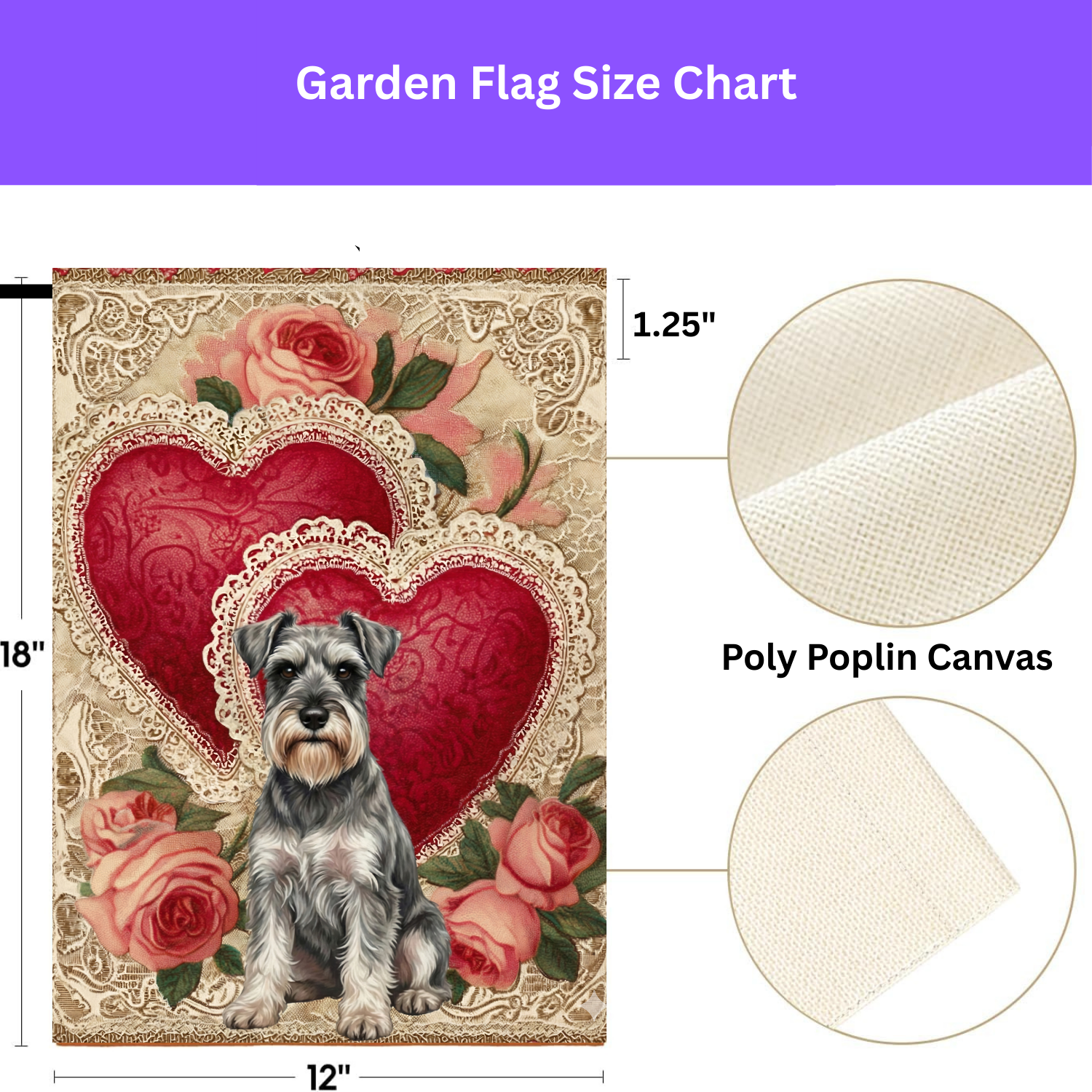 Two Heart Schnauzer Valentine Garden Flag