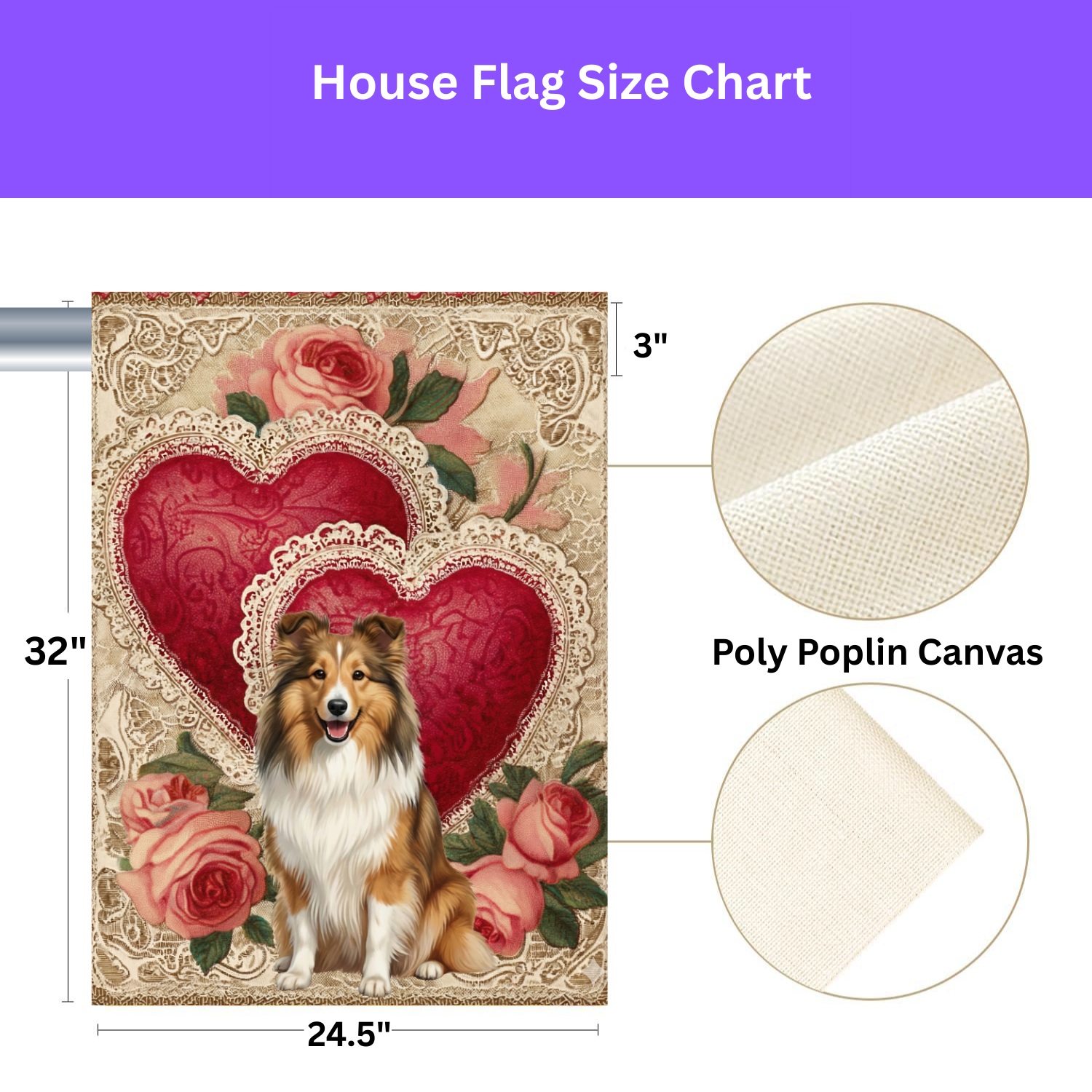 Two Heart Sheltie Valentine Garden Flag