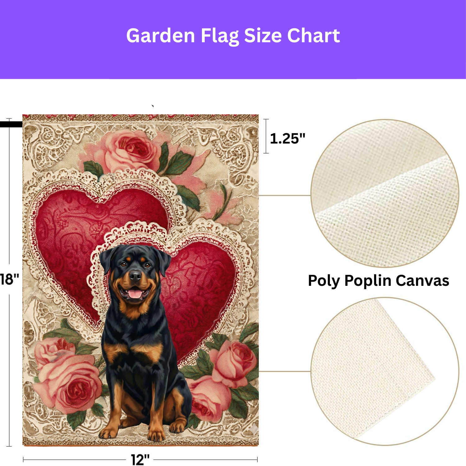 Two Heart Rottweiler Valentine Garden Flag