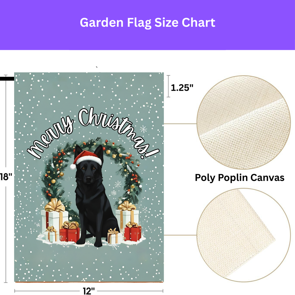 Merry Christmas Black German Shepherd Garden Flag - porch decor - Dragonfire Gardens