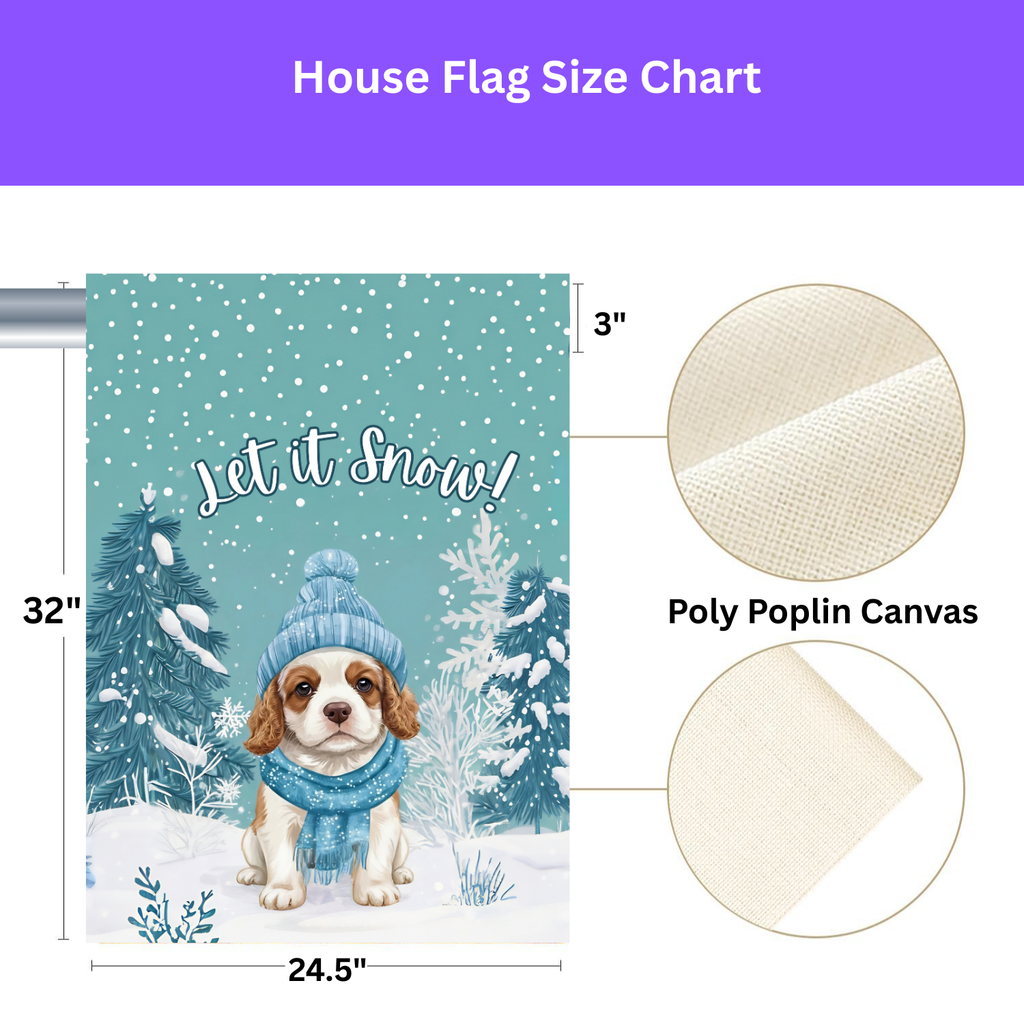 Let It Snow Spaniel Puppy Garden Flag - yard display - Dragonfire Gardens