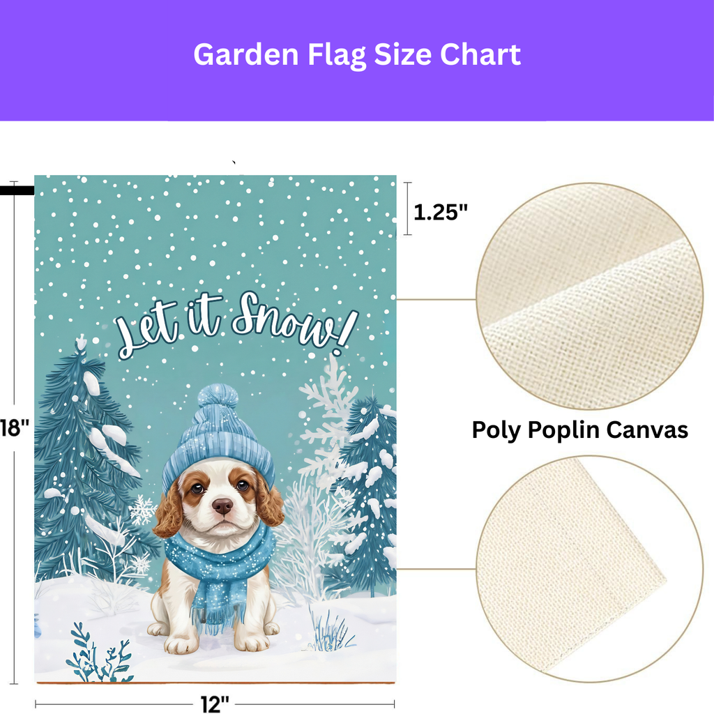 Let It Snow Spaniel Puppy Garden Flag - porch decor - Dragonfire Gardens