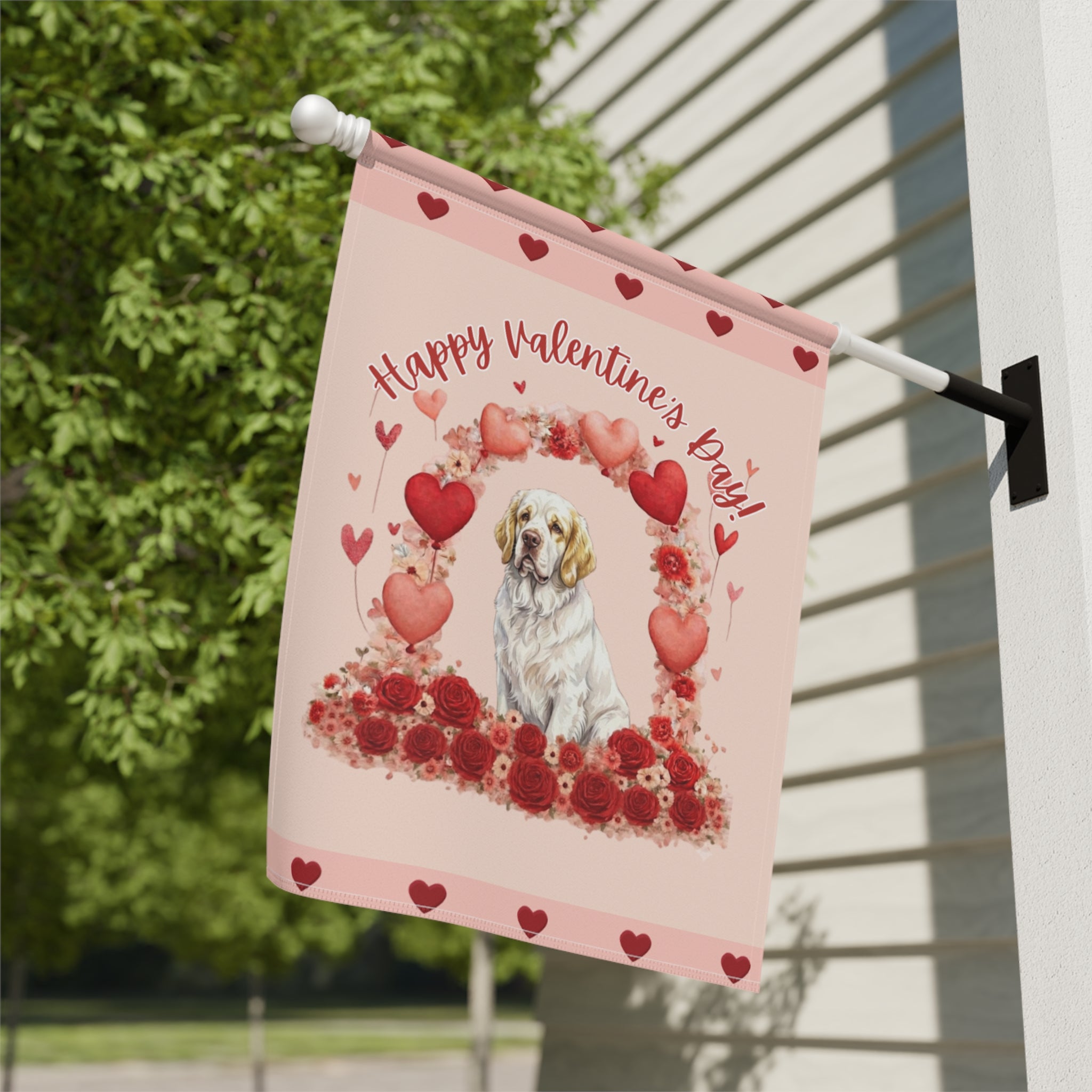 Valentine's Day Clubber Spaniel Garden Flag