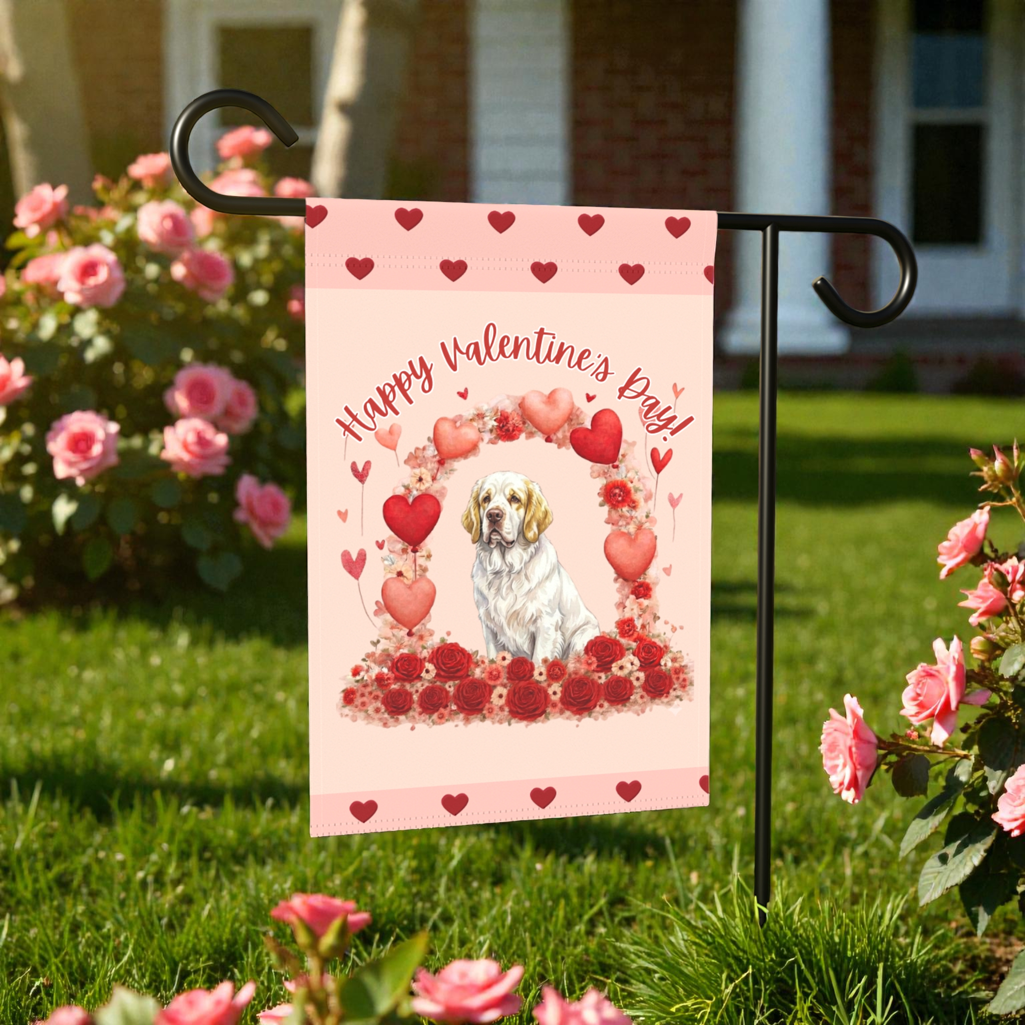 Valentine's Day Clubber Spaniel Garden Flag