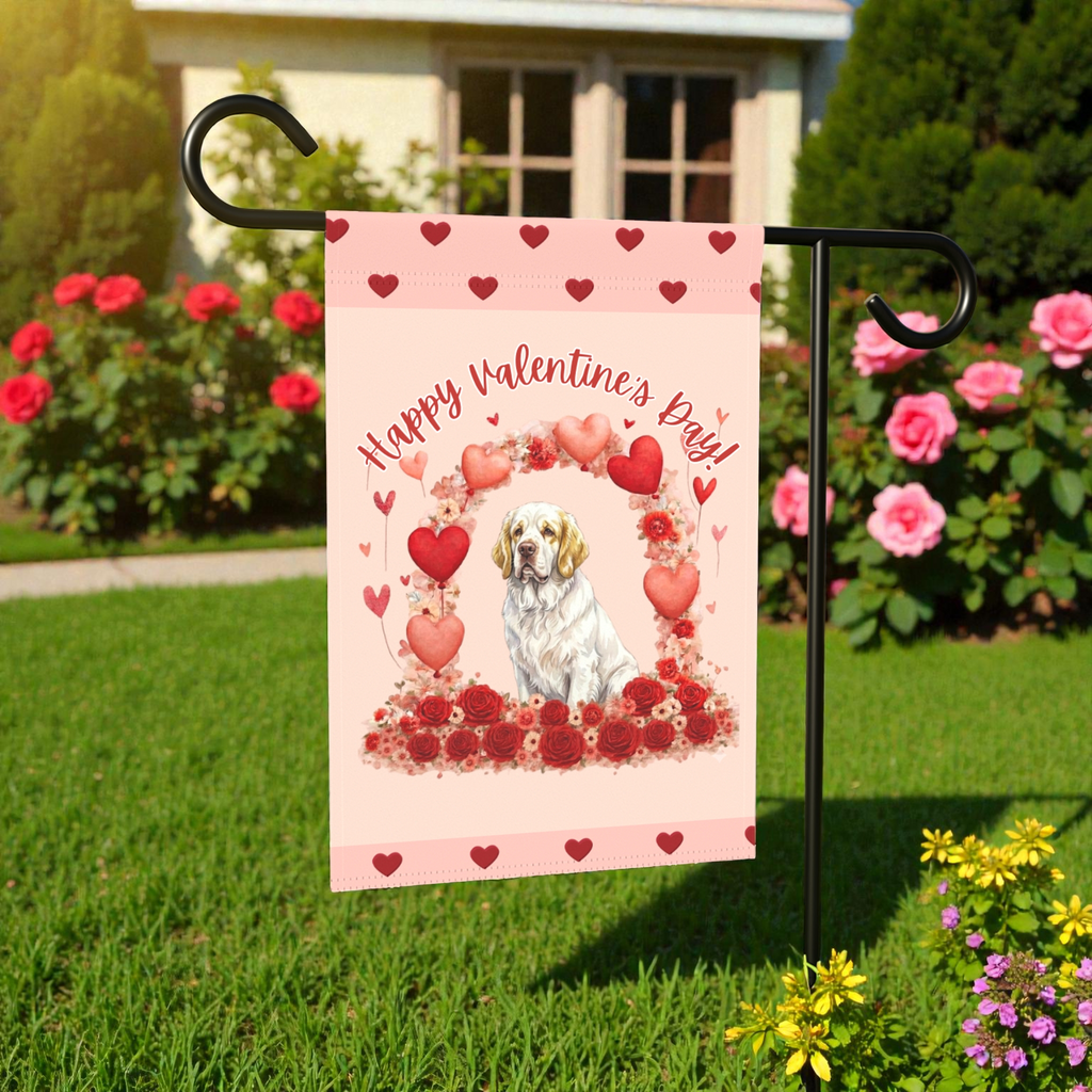 Valentine's Day Clubber Spaniel Garden Flag