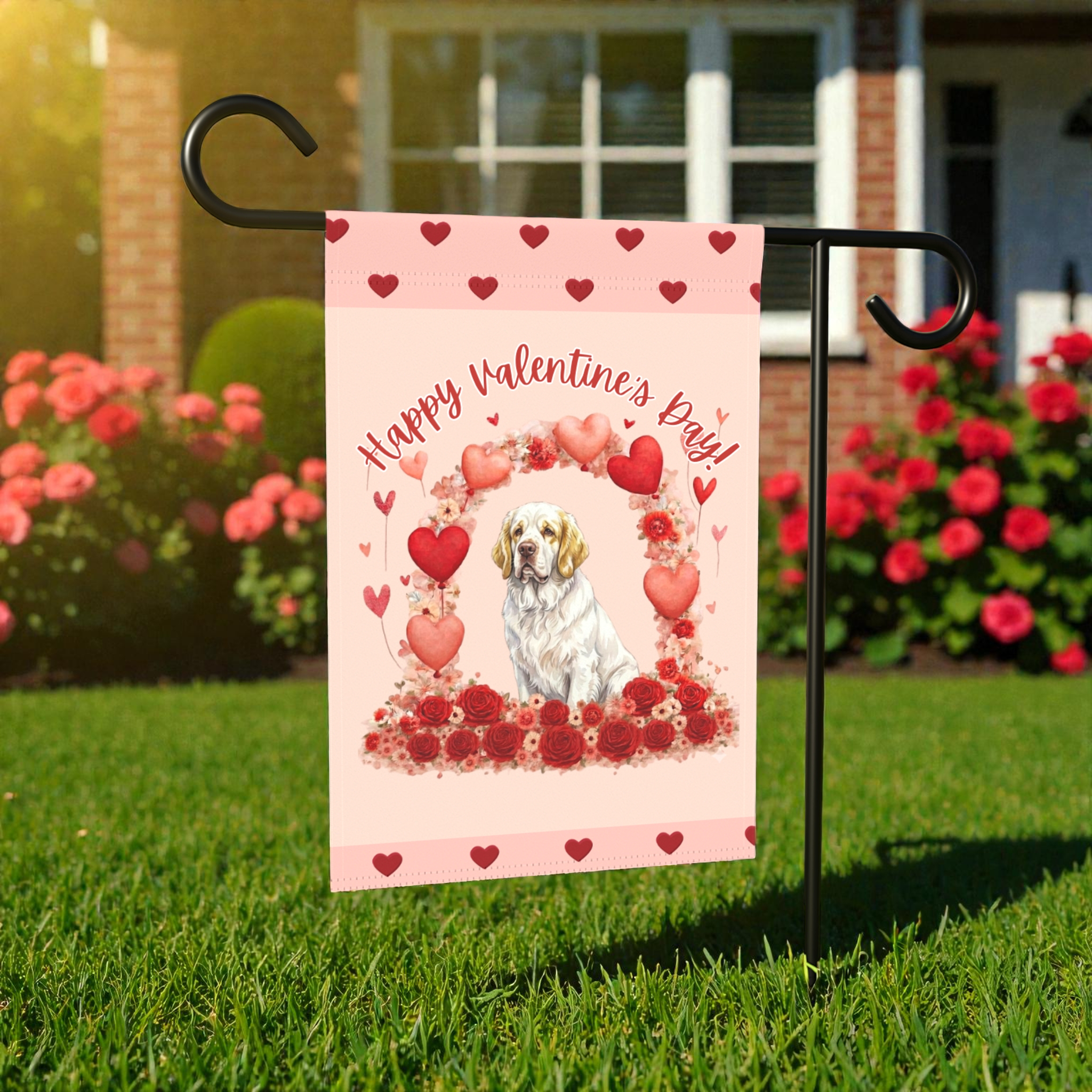 Valentine's Day Clubber Spaniel Garden Flag