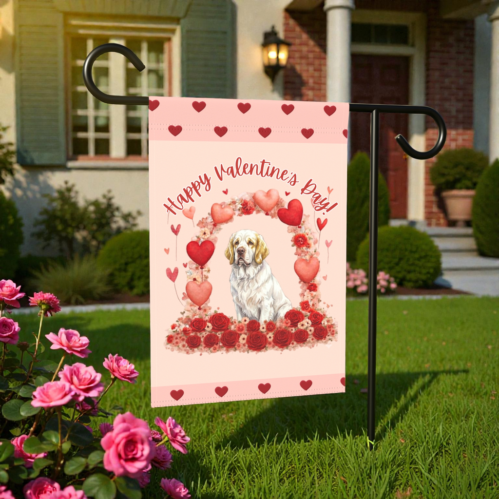 Valentine's Day Clubber Spaniel Garden Flag