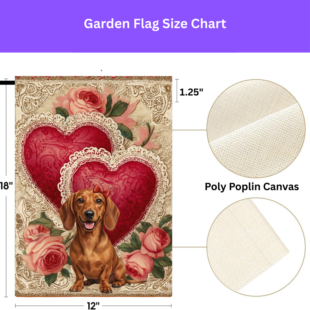 Two Heart Dachshund Valentine Garden Flag