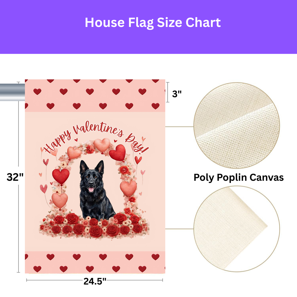 Valentine's Day Black German Shepherd Garden Flag