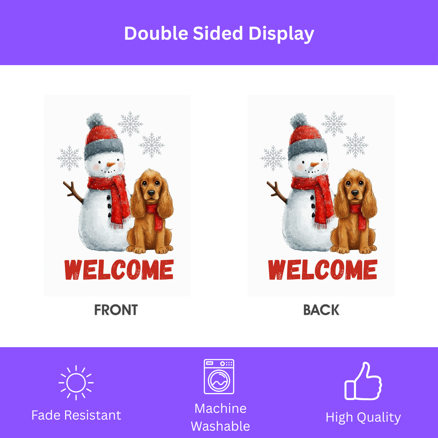 Cocker Spaniel and Snowman Welcome Garden Flag
