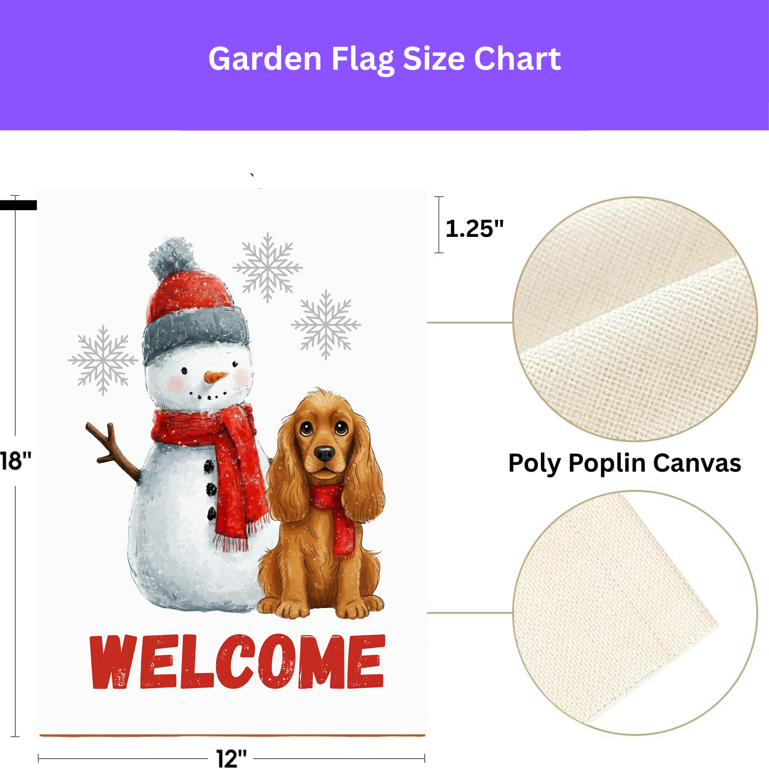 Cocker Spaniel and Snowman Welcome Garden Flag