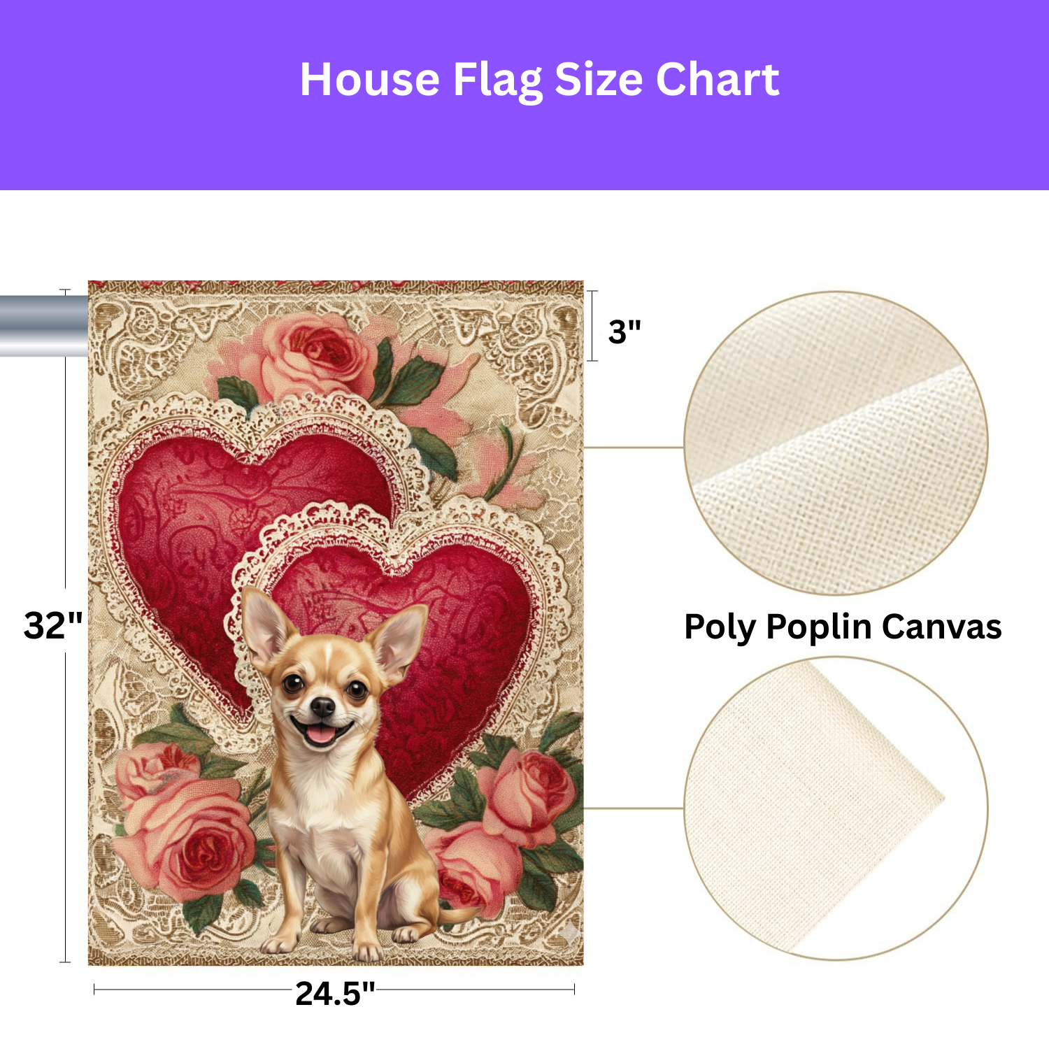 Two Heart Short Hair Chihuahua Valentine Garden Flag