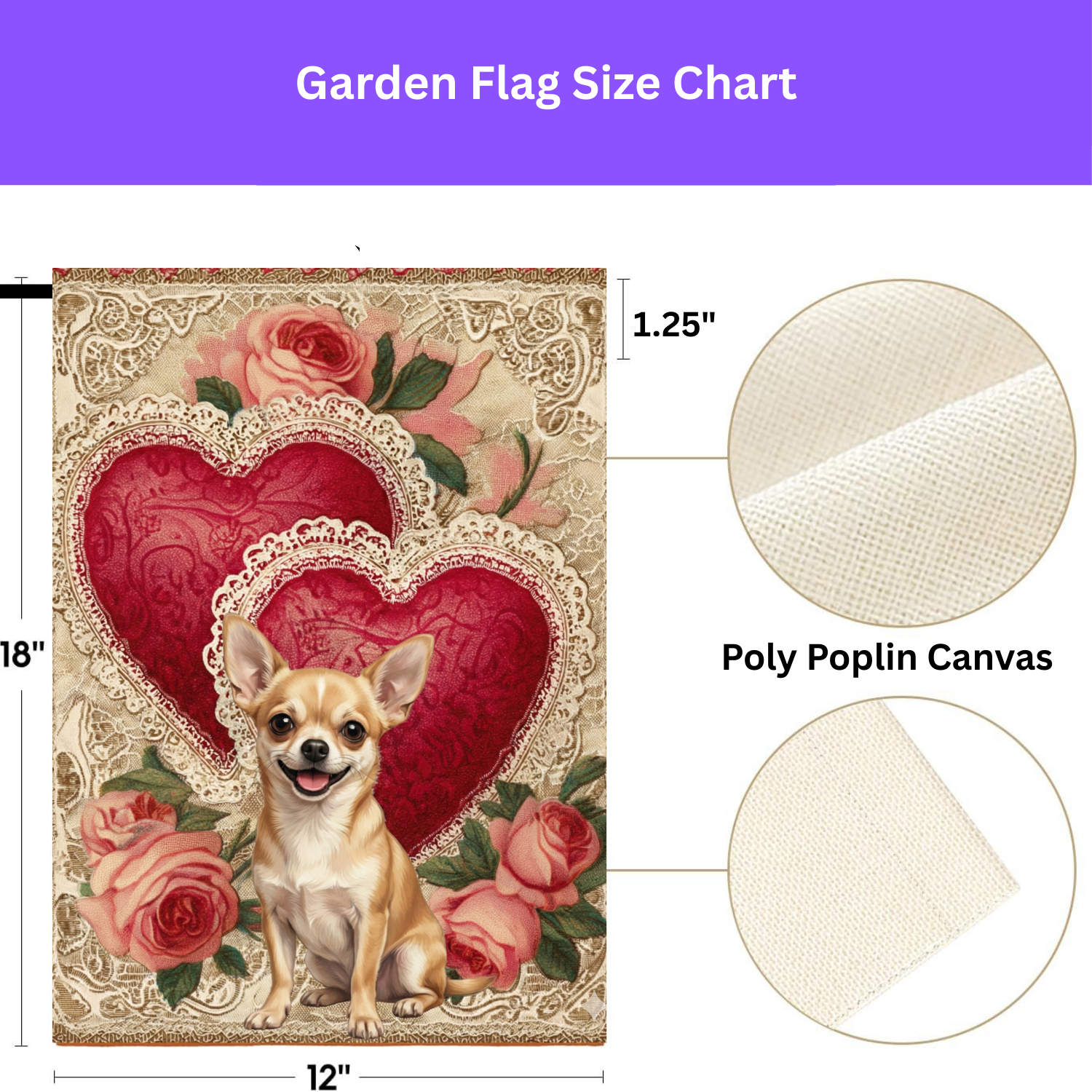 Two Heart Short Hair Chihuahua Valentine Garden Flag