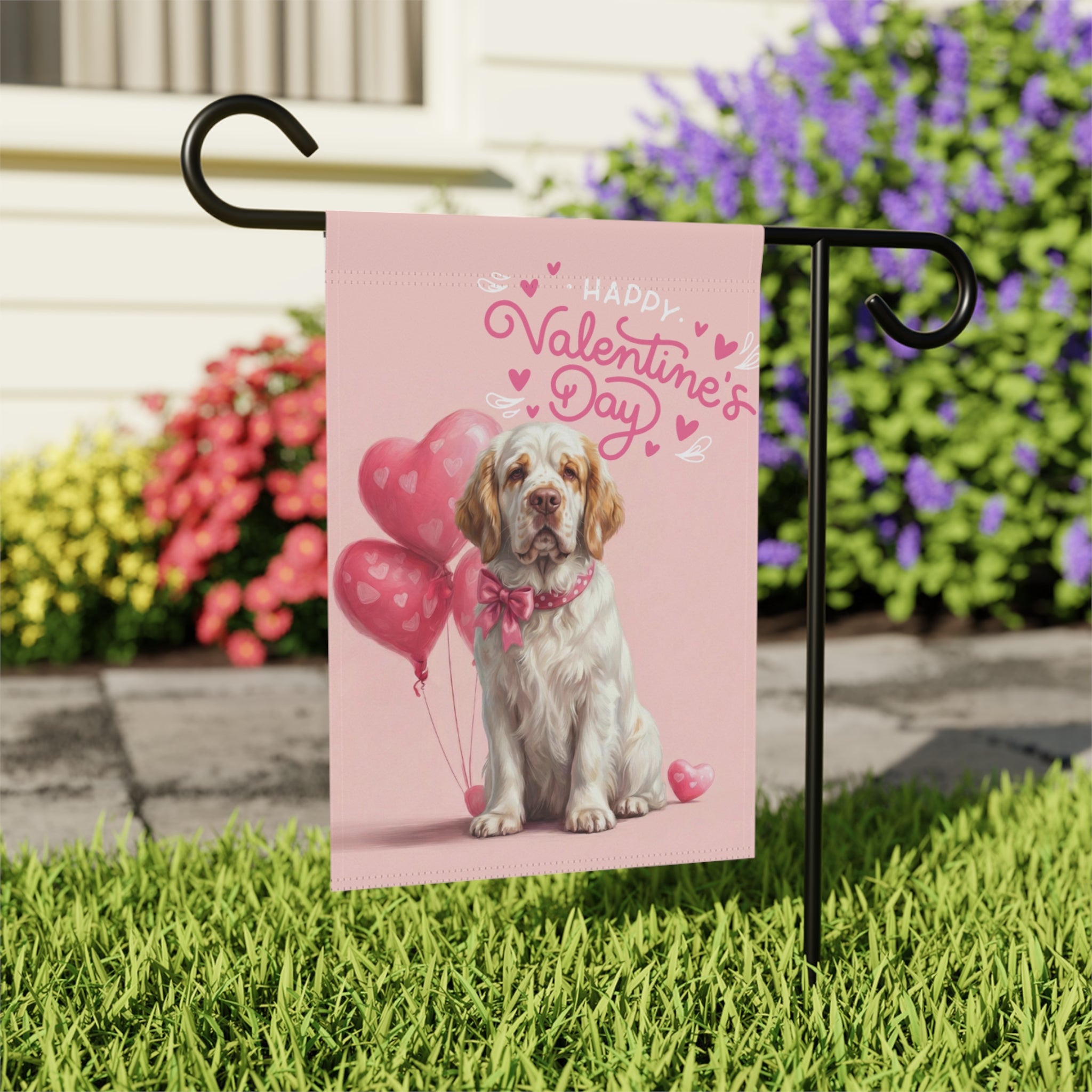 Clubber Spaniel Happy Valentine's Day Garden Flag