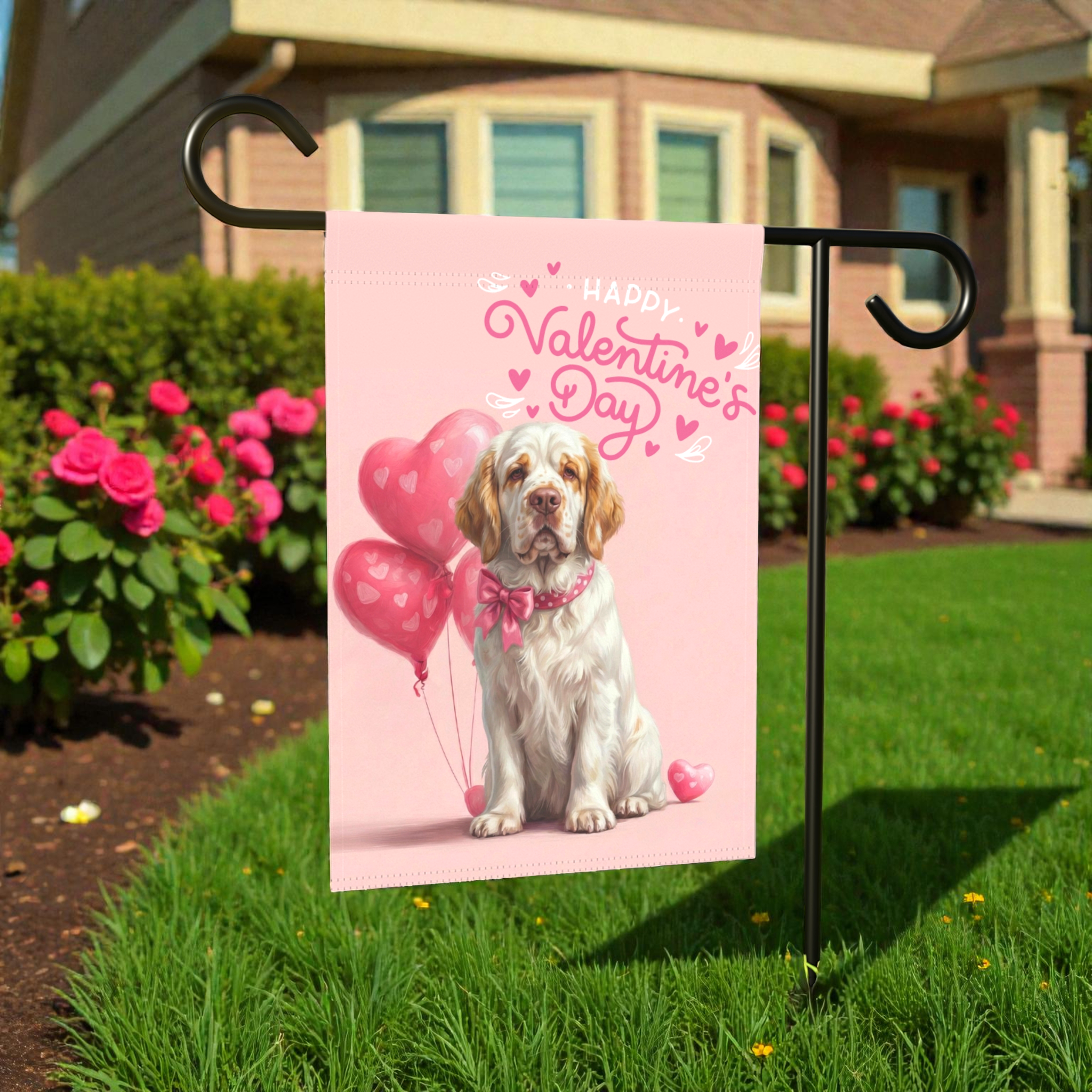 Clubber Spaniel Happy Valentine's Day Garden Flag